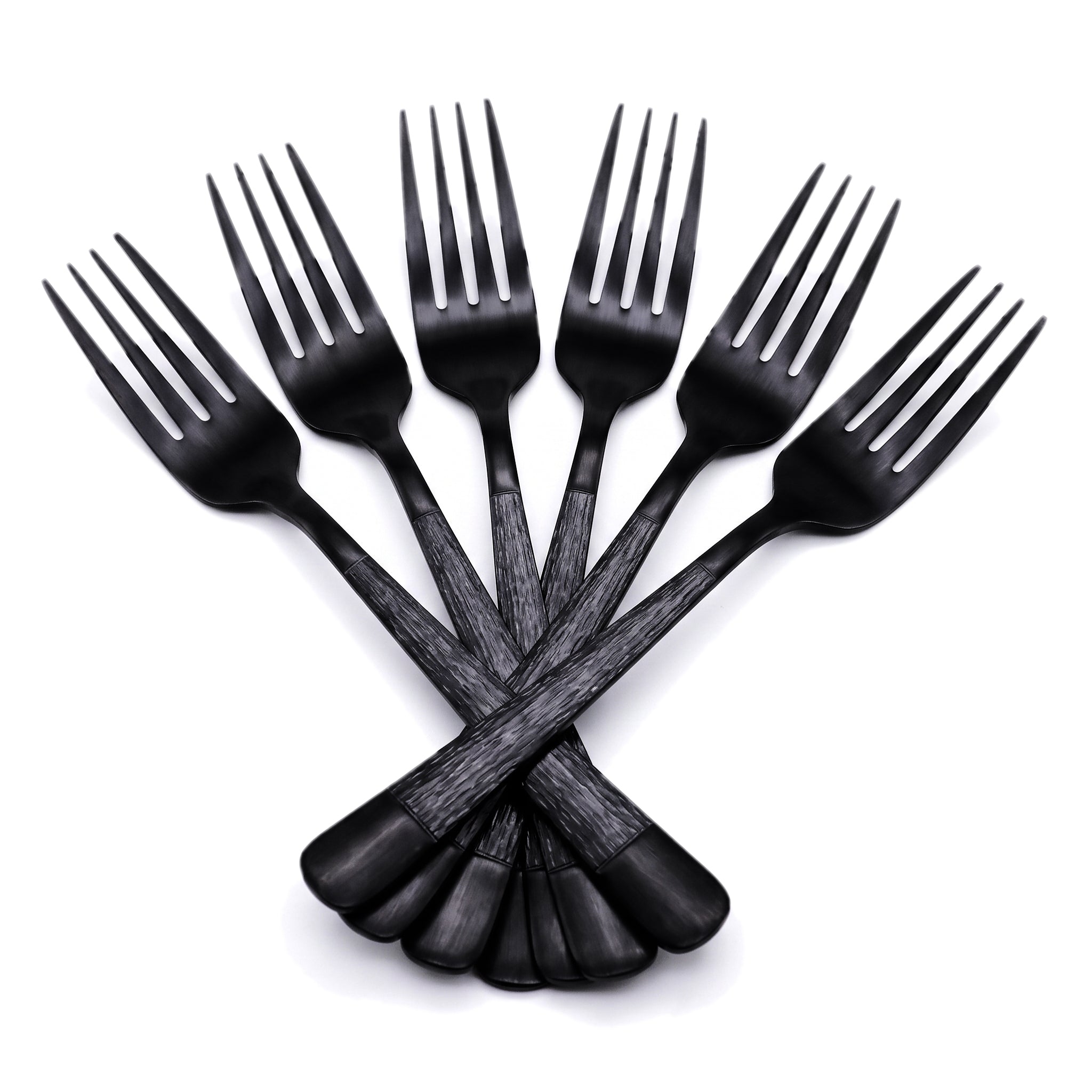 Black Tree 6-Piece Stainless Steel Black Table Fork Set