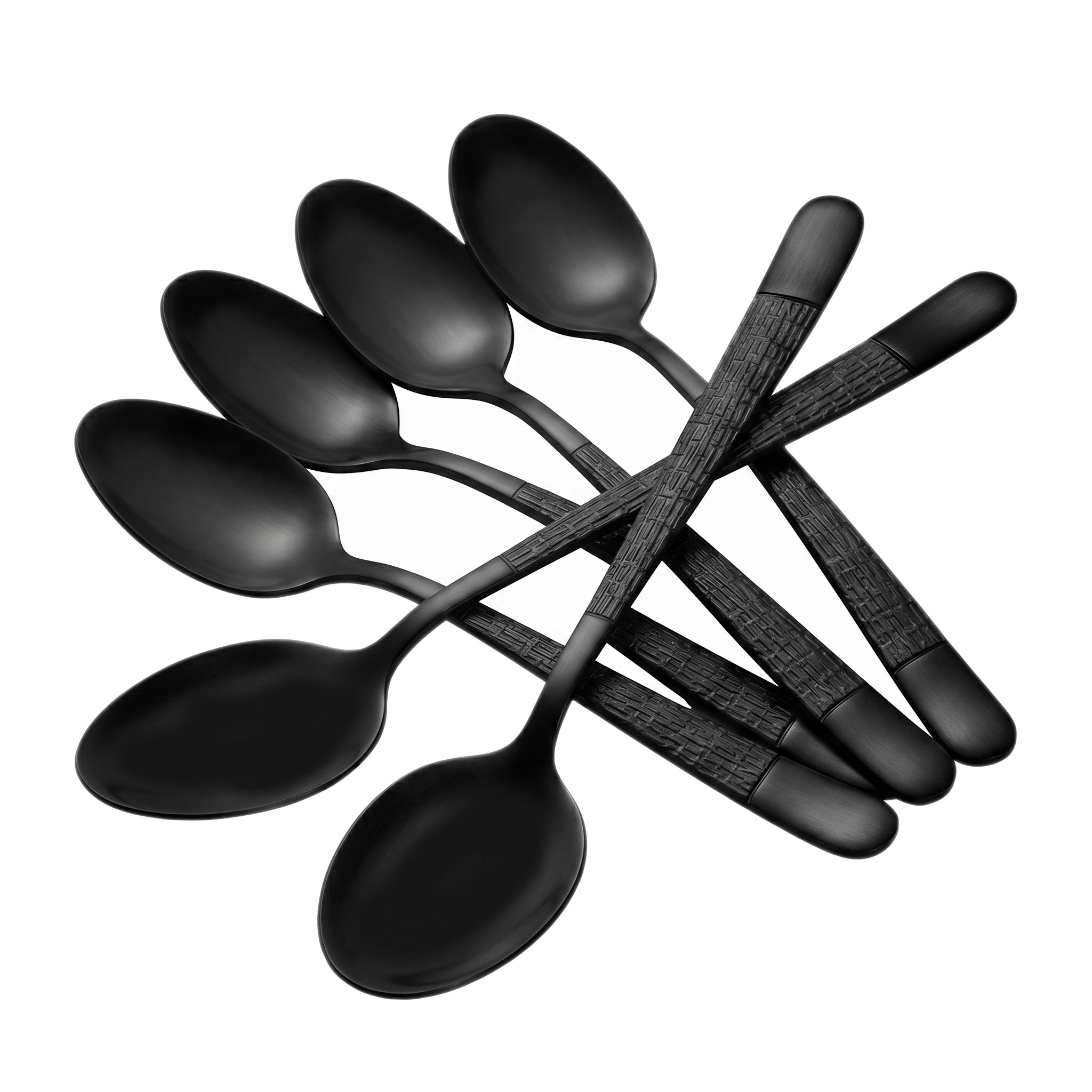 Black Tree 6-Piece Stainless Steel Black Long Tea Spoon Set
