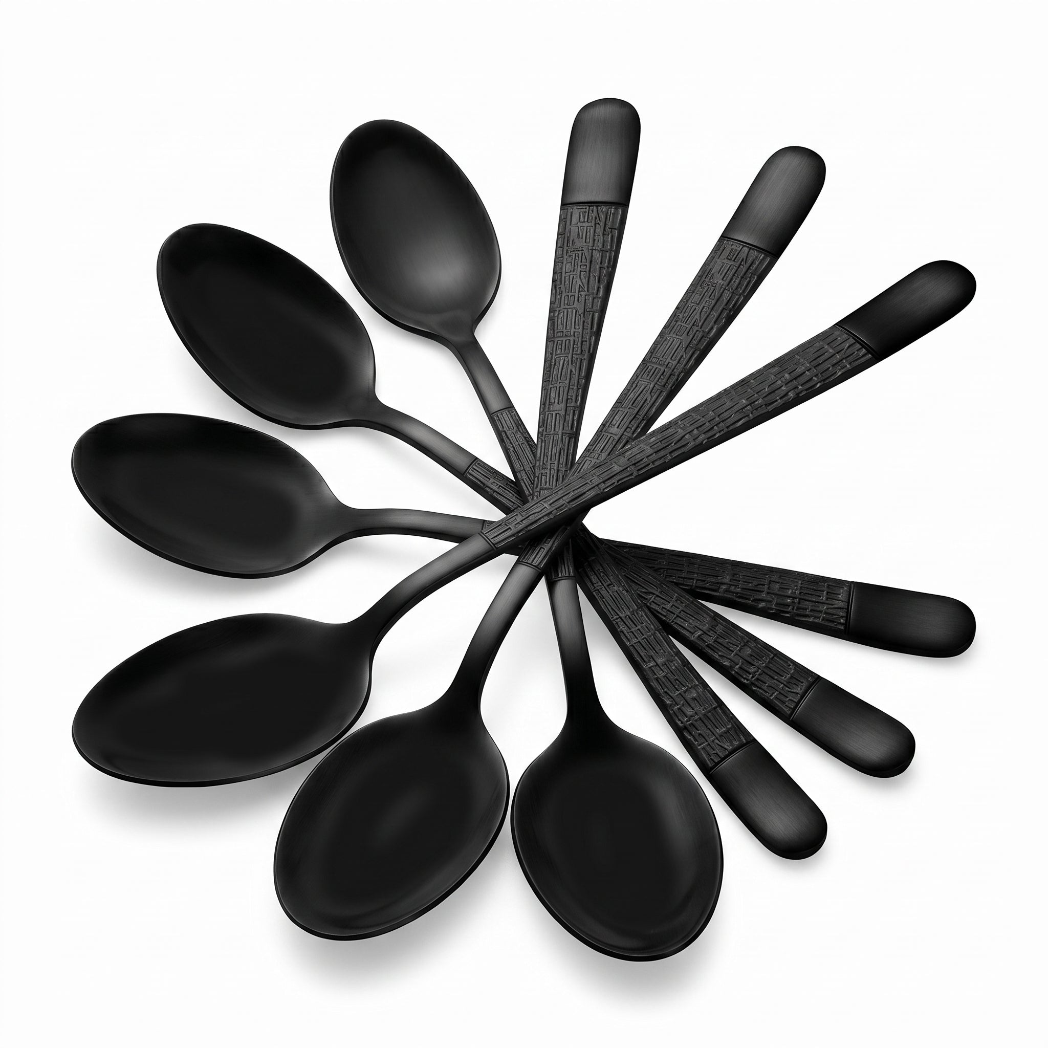 Black Tree 6-Piece Stainless Steel Black Long Tea Spoon Set