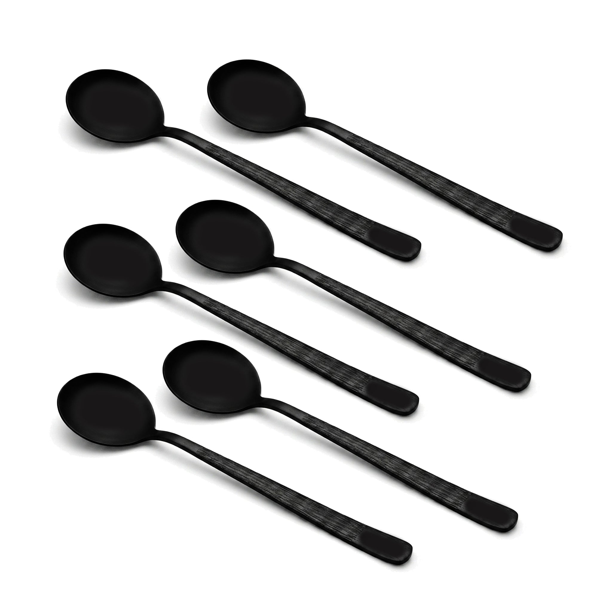 Black Tree 6-Piece Stainless Steel Black Dessert Soup Spoon Set