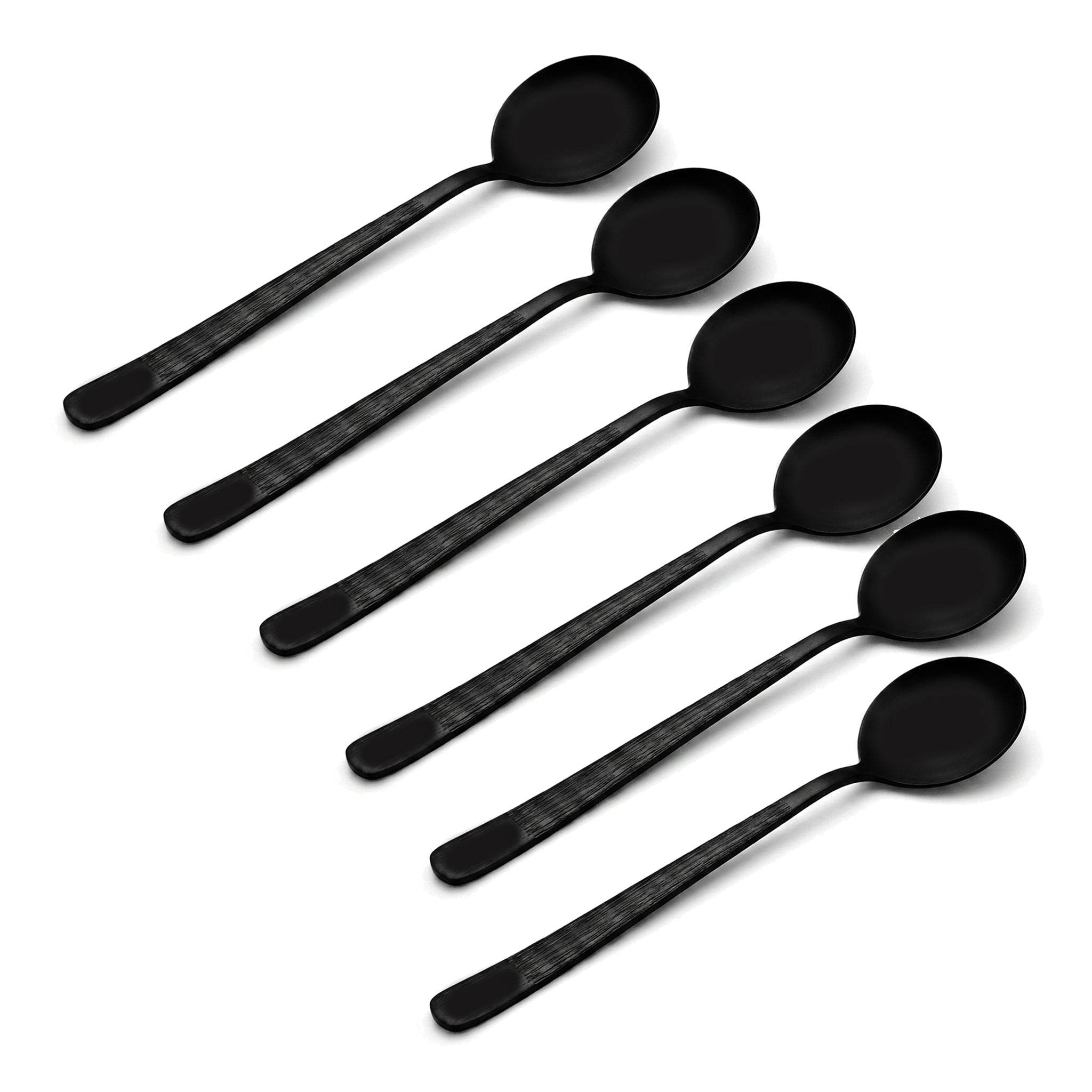 Black Tree 6-Piece Stainless Steel Black Dessert Soup Spoon Set