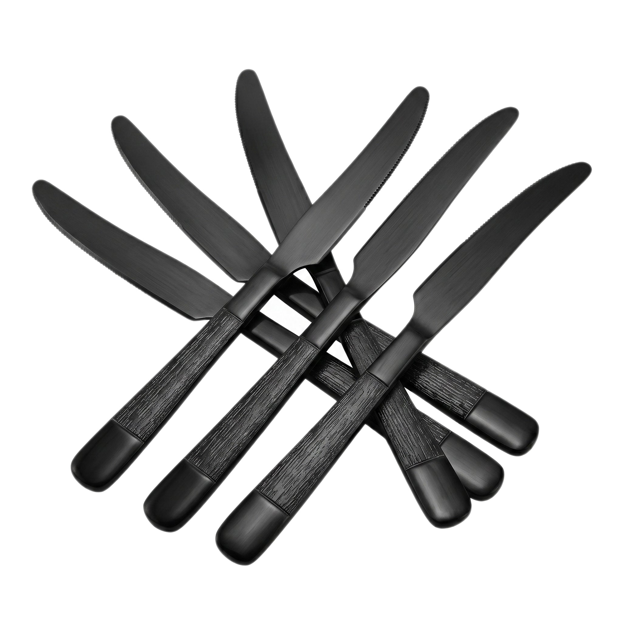 Black Tree 6-Piece Stainless Steel Black Table Knife Set