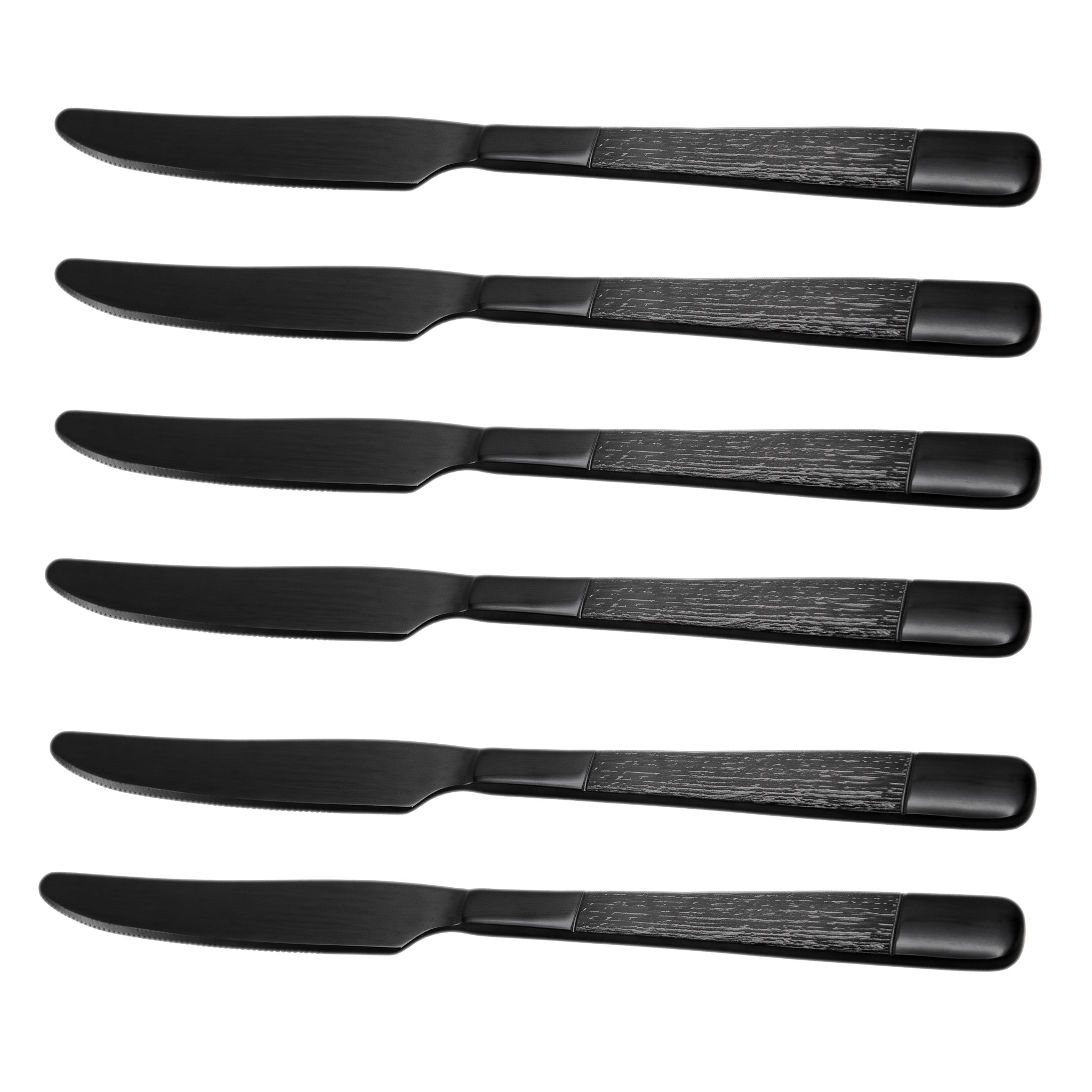 Black Tree 6-Piece Stainless Steel Black Table Knife Set