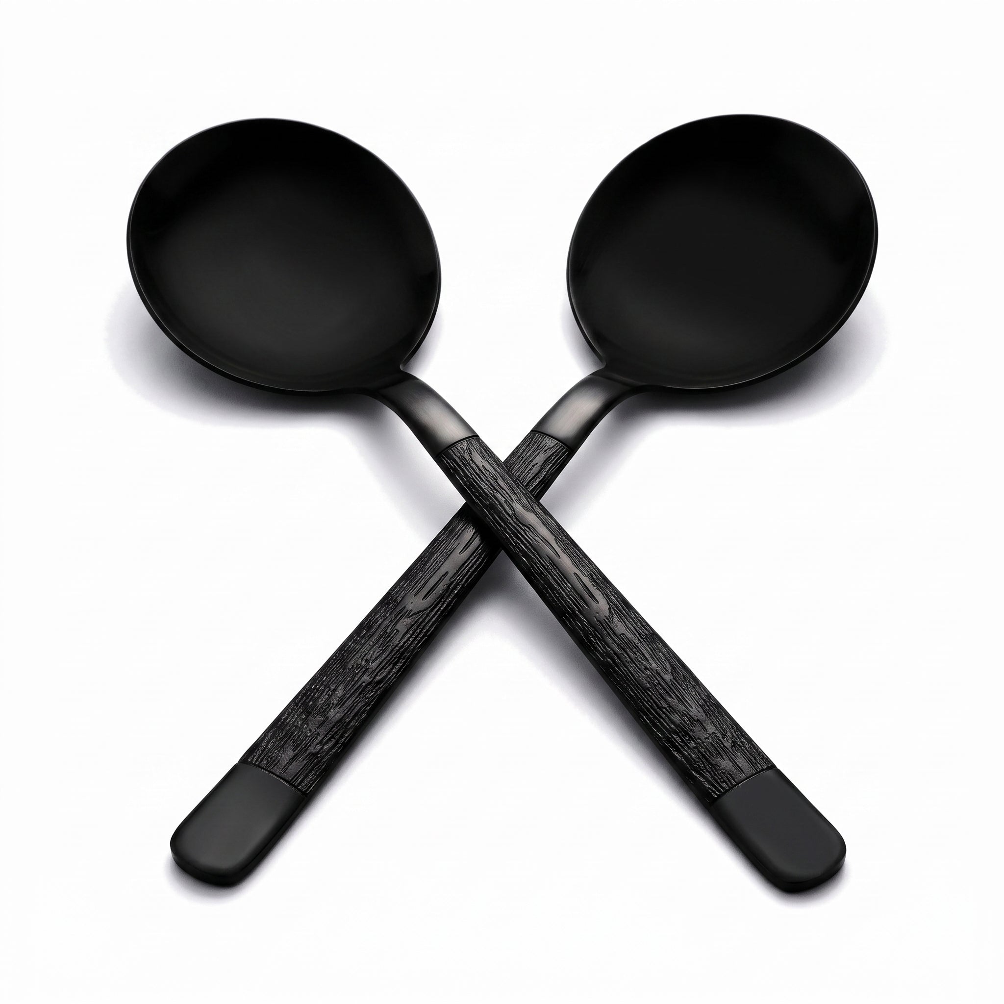 Black Tree 2-Piece Stainless Steel Black Serving Soup Spoon