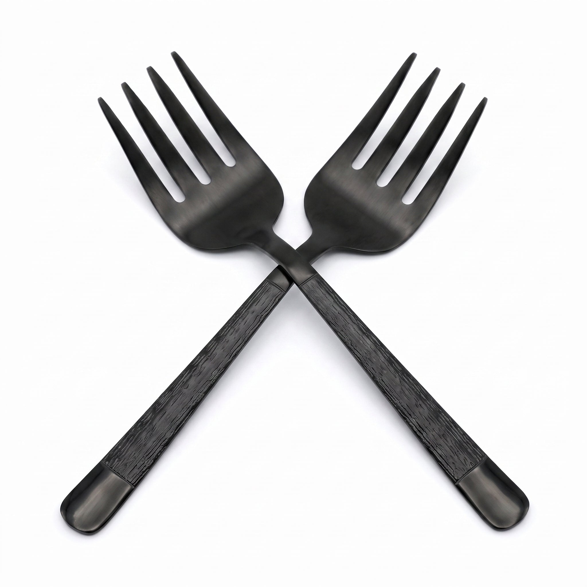 Black Tree 2-Piece Stainless Steel Black Serving Fork