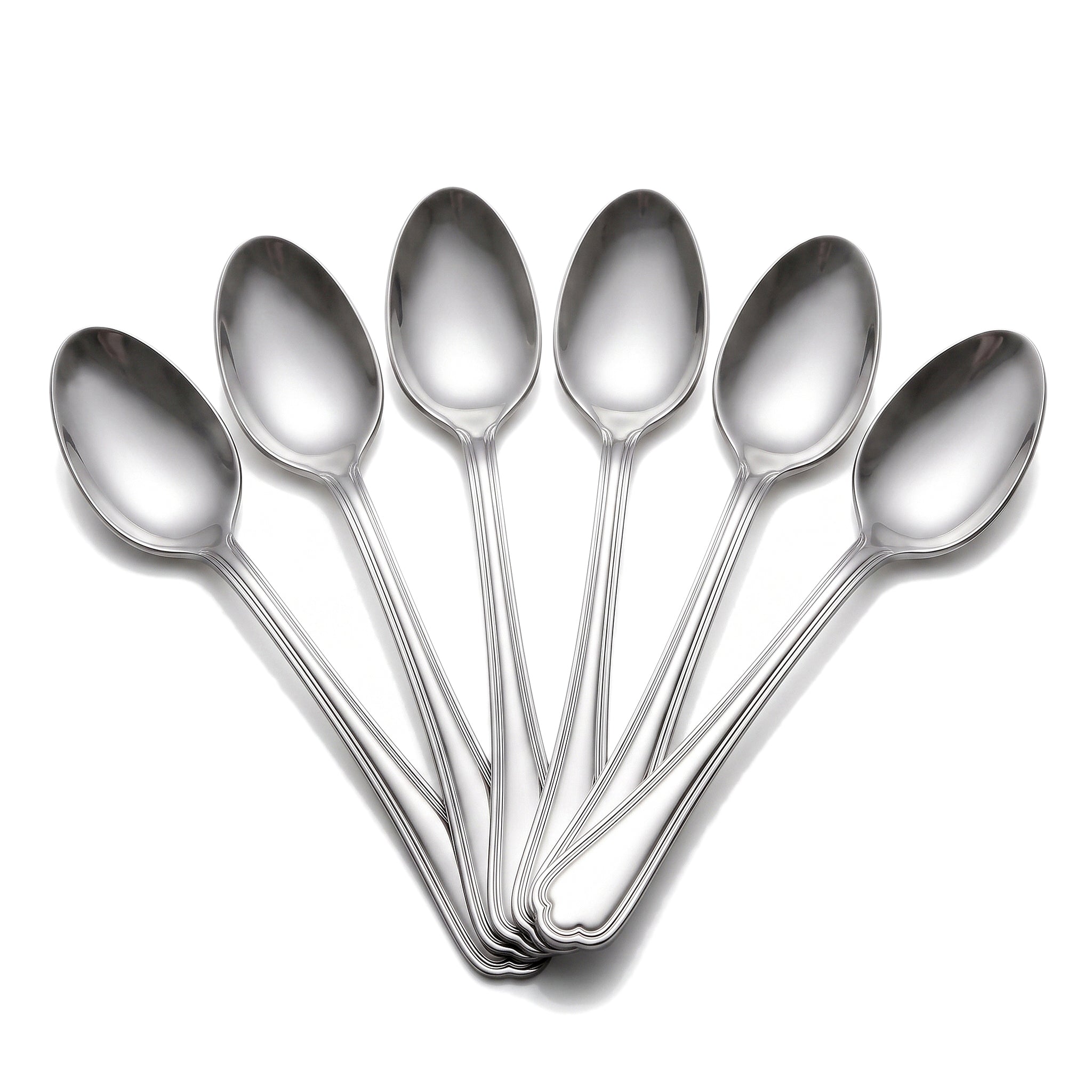 N.F Moon 6-Piece Stainless Steel Silver Long Tea Spoon Set