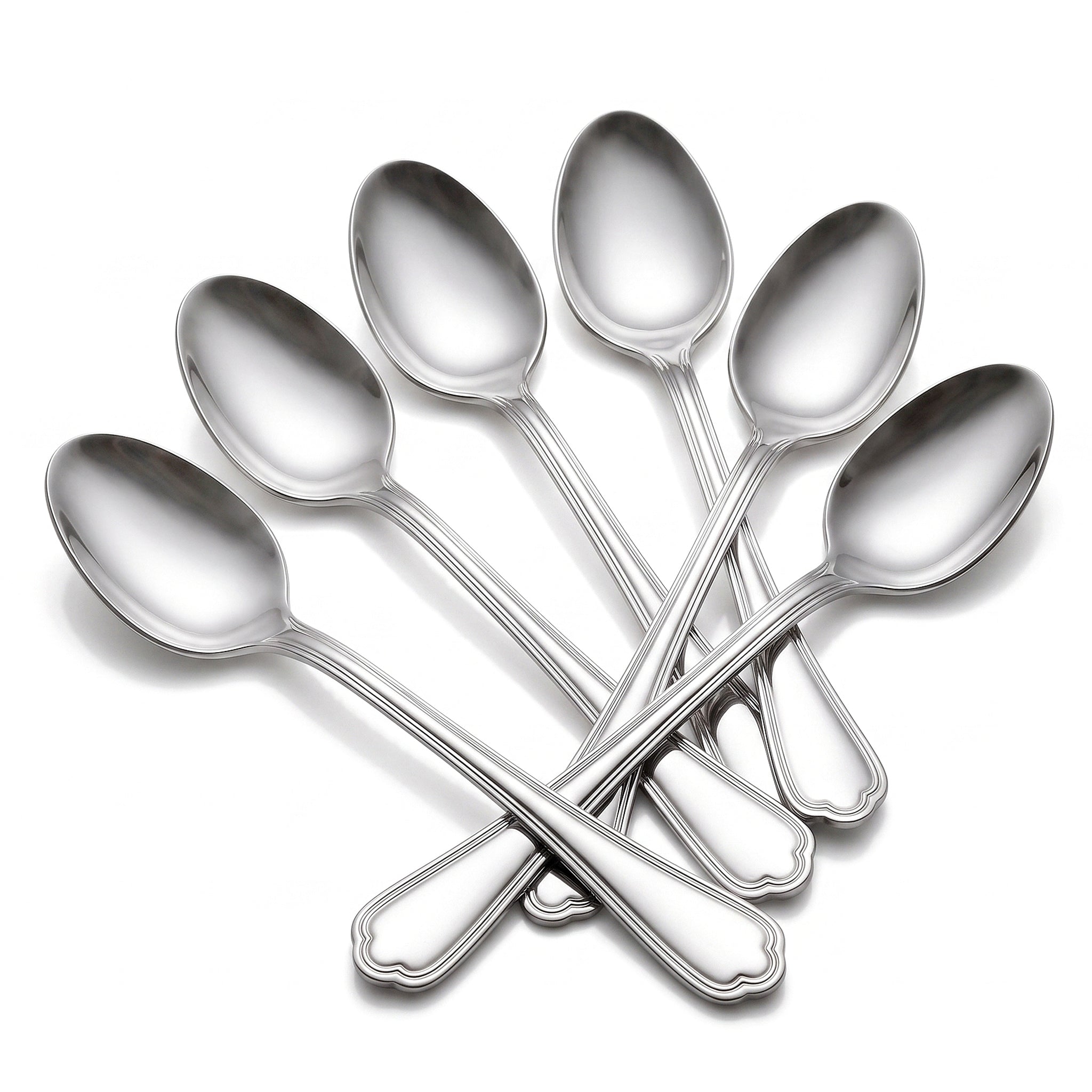 N.F Moon 6-Piece Stainless Steel Silver Long Tea Spoon Set