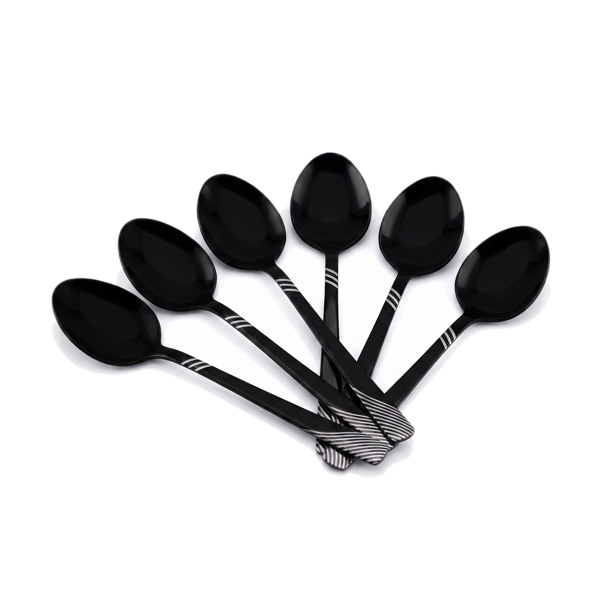 Blaze TPO 6-Piece Stainless Steel Black Tea Spoon Set