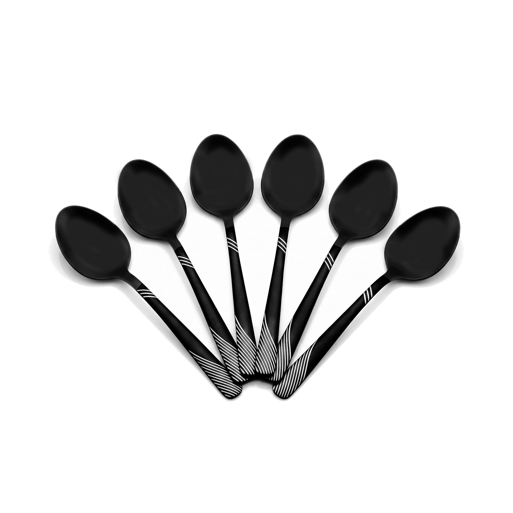 Blaze TPO 6-Piece Stainless Steel Black Dessert Spoon Set