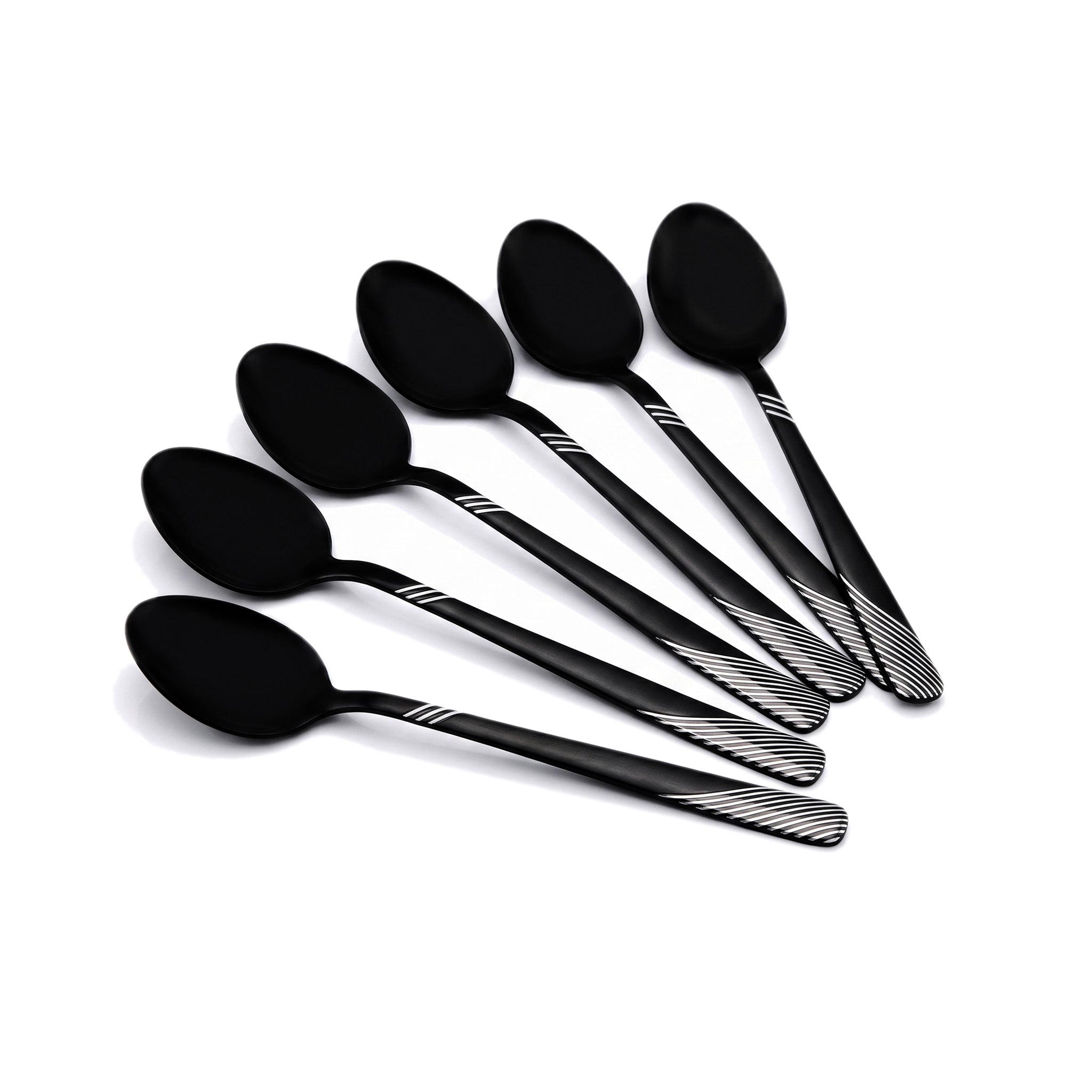 Blaze TPO 6-Piece Stainless Steel Black Dessert Spoon Set