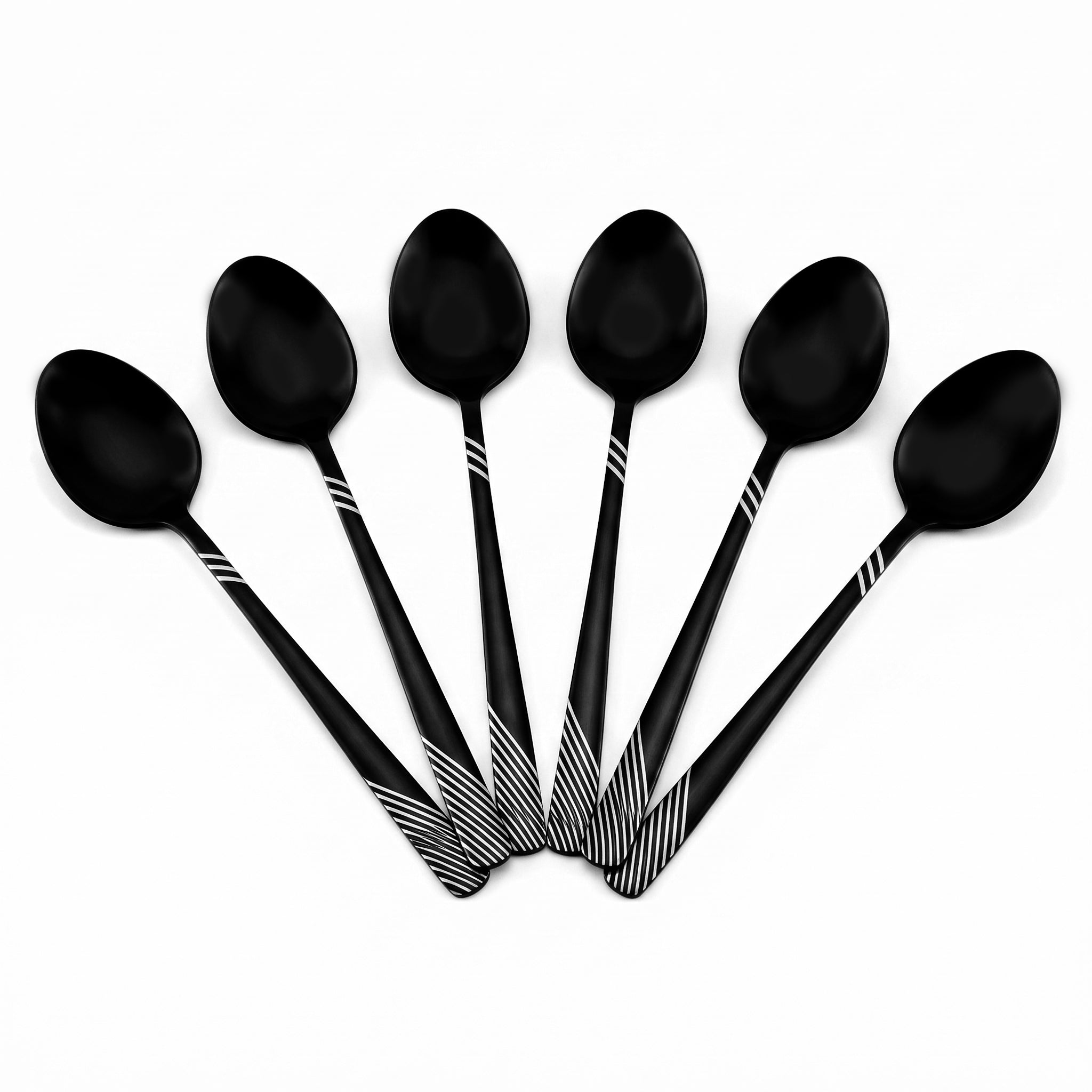 Blaze TPO 6-Piece Stainless Steel Black Long Tea Spoon Set