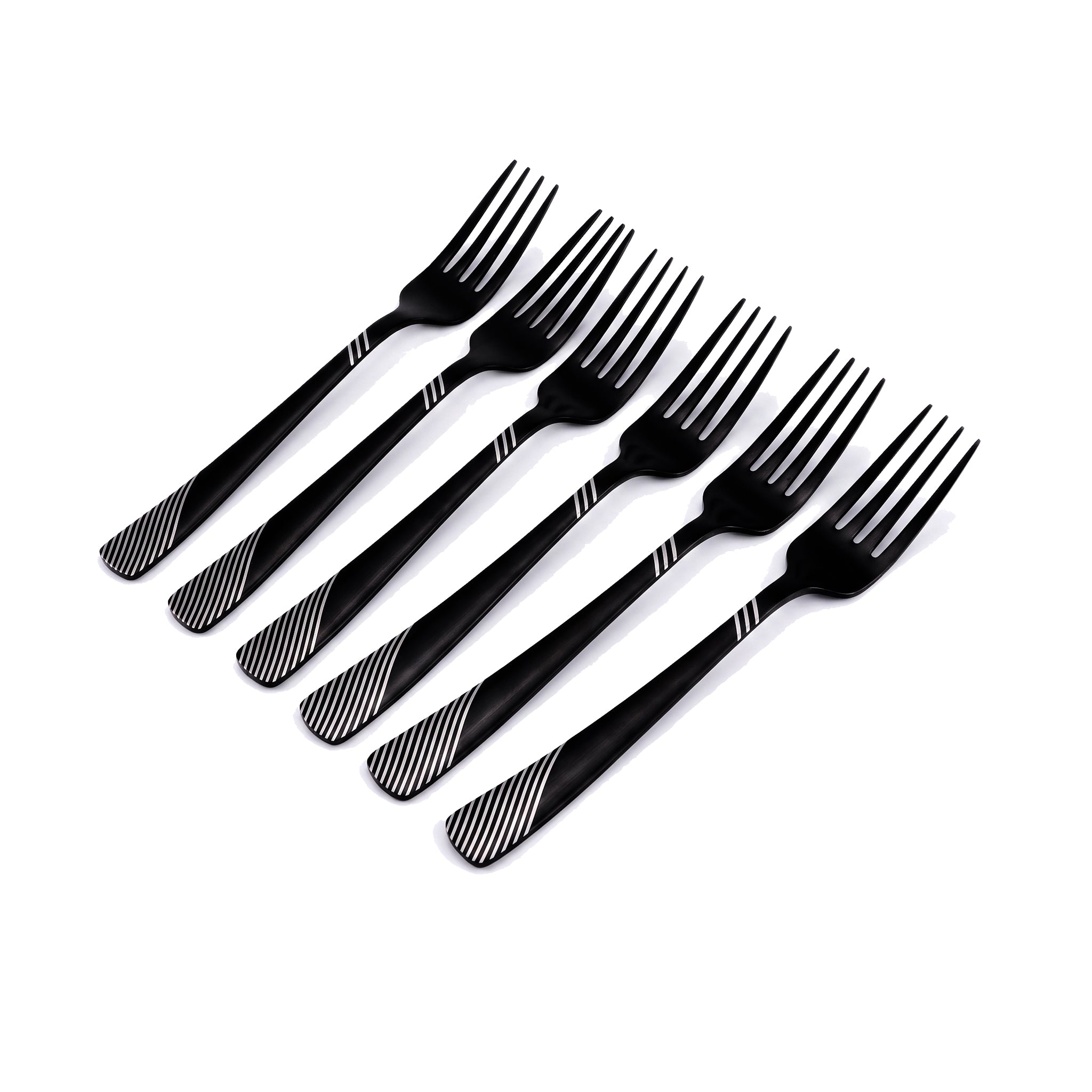 Blaze TPO 6-Piece Stainless Steel Black Dessert Fork Set