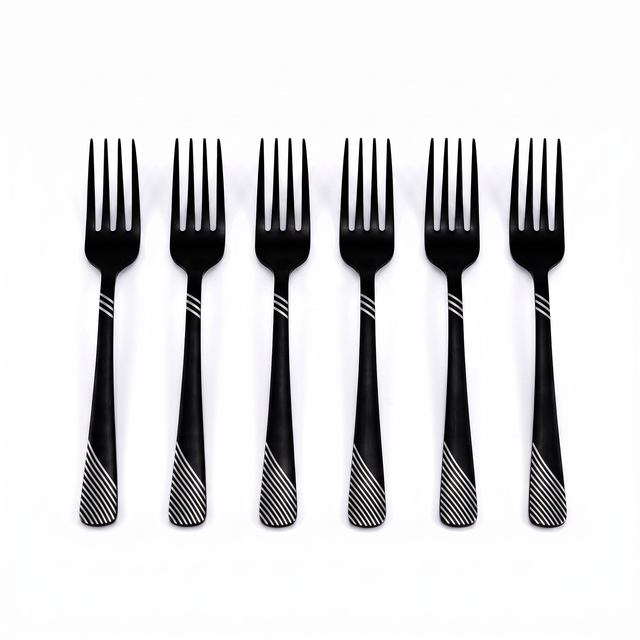 Blaze TPO 6-Piece Stainless Steel Black Dessert Fork Set