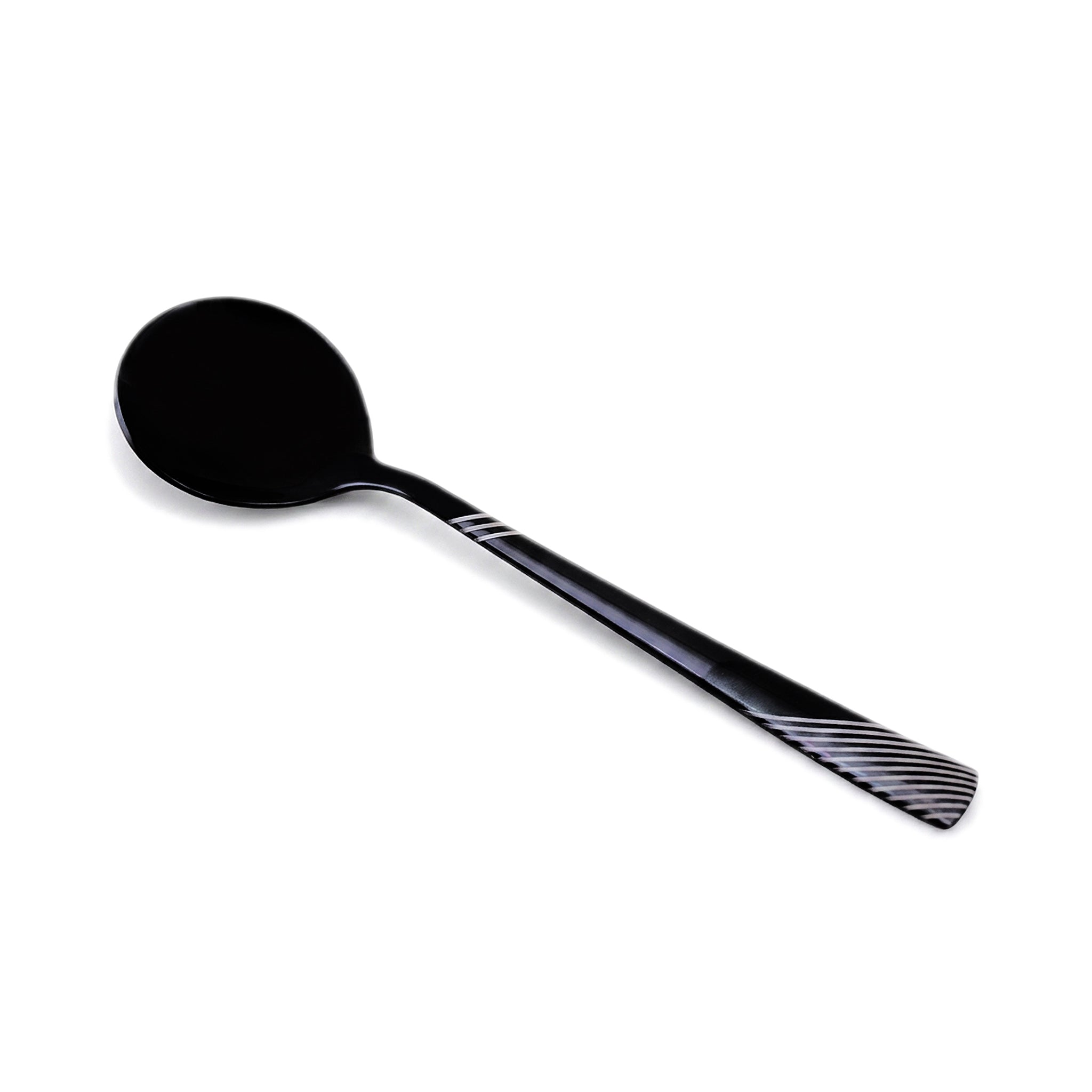 Blaze TPO 6-Piece Stainless Steel Black Dessert Soup Spoon Set