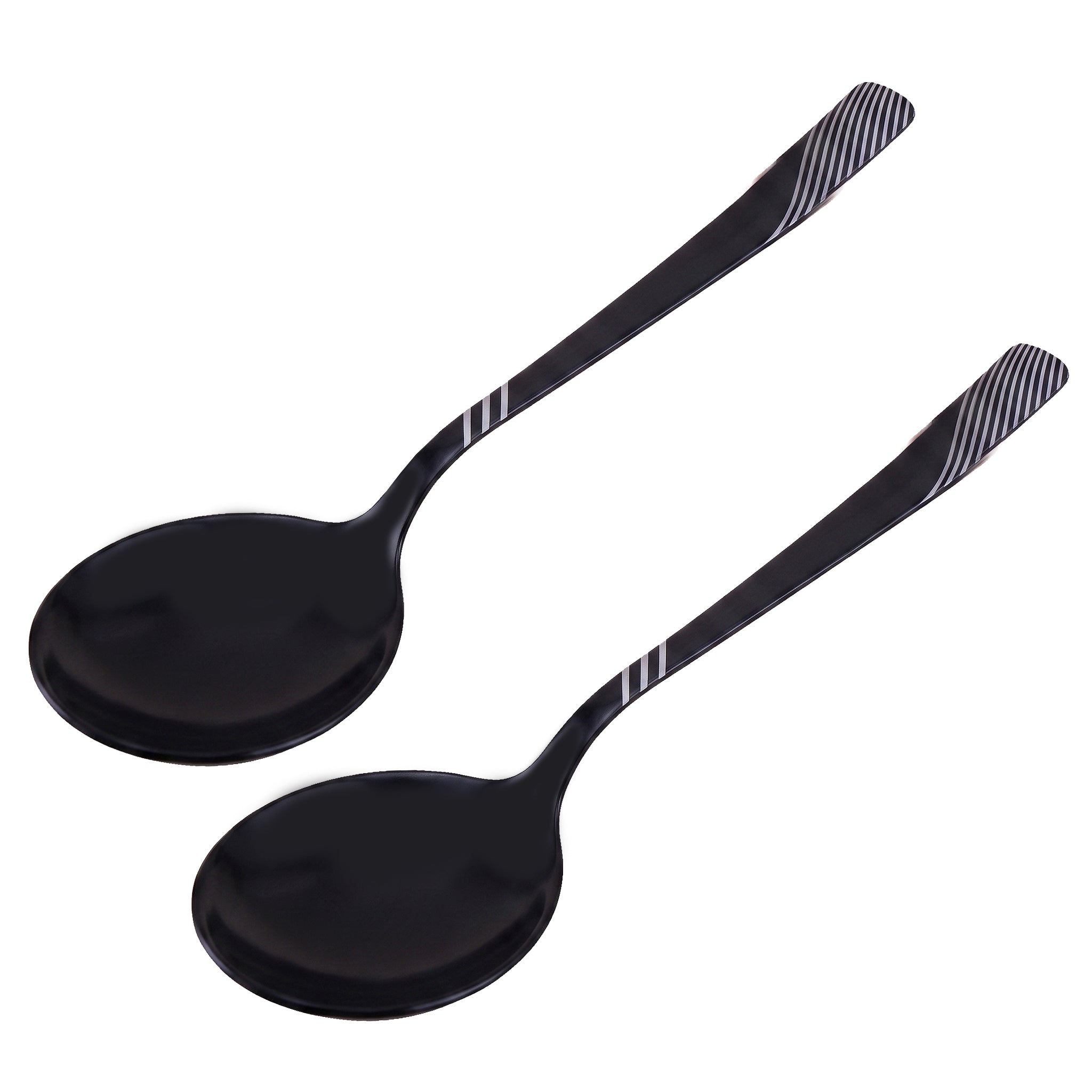 Blaze TPO 2-Piece Stainless Steel Black Serving Soup Spoon Set