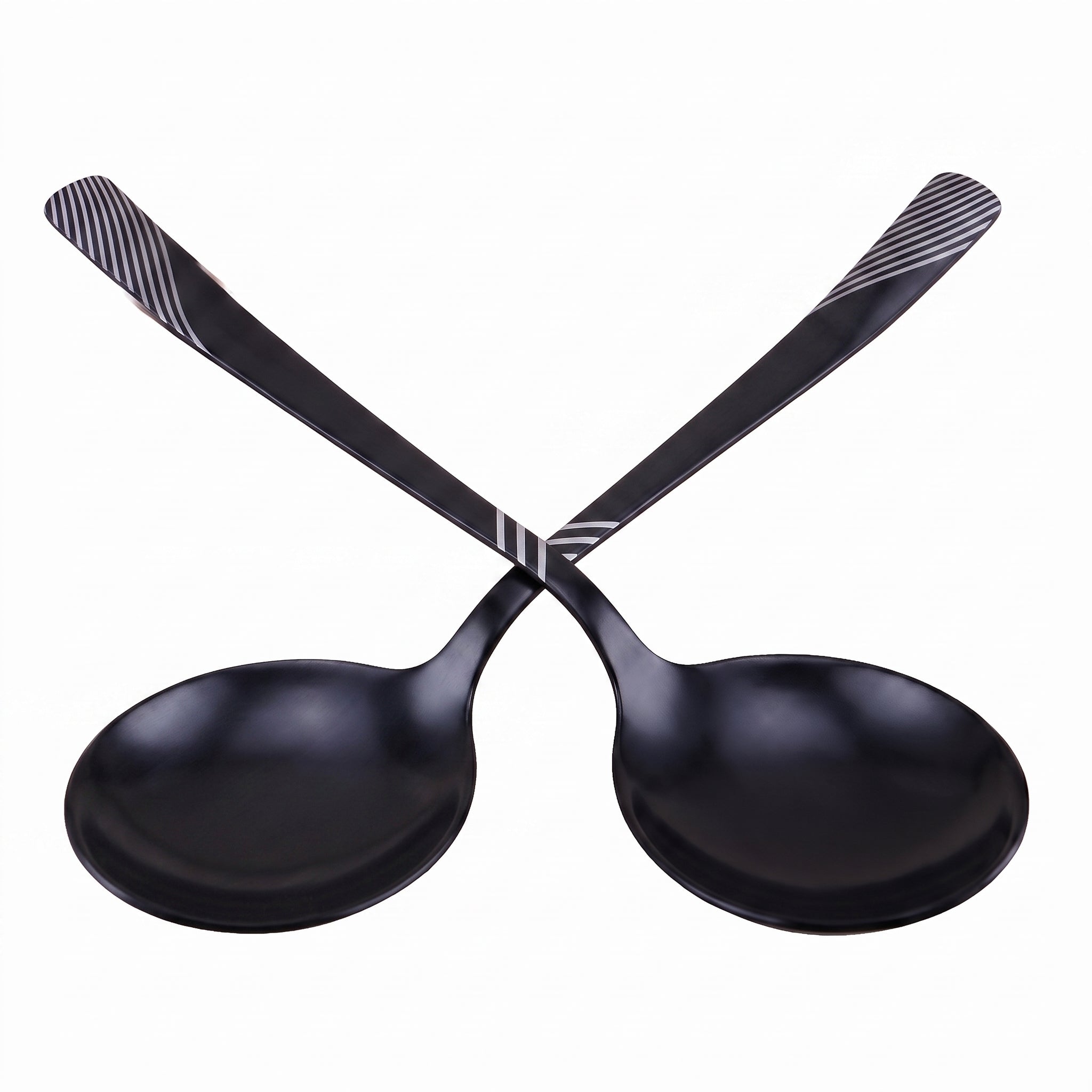 Blaze TPO 2-Piece Stainless Steel Black Serving Soup Spoon Set