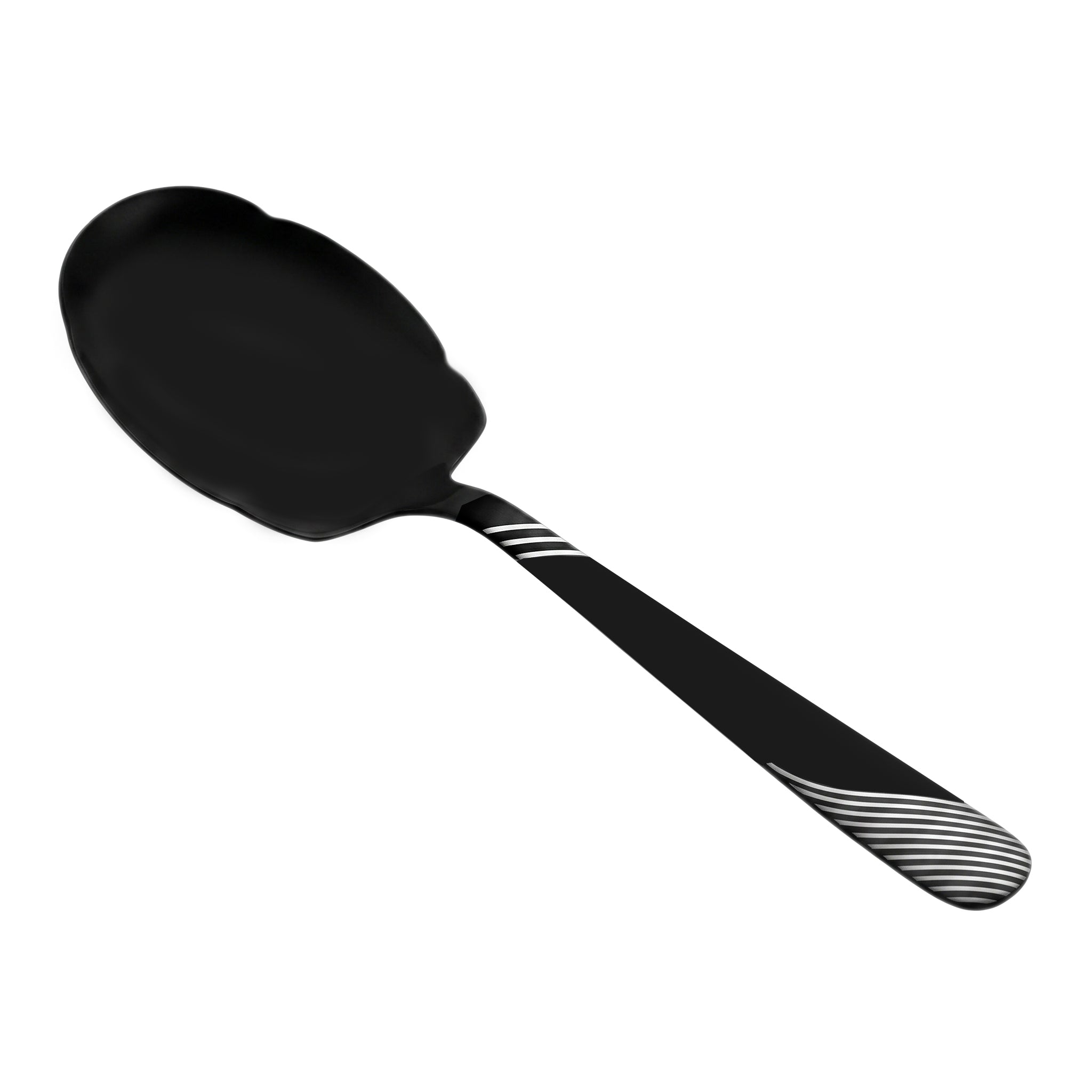 Blaze TPO 2-Piece Stainless Steel Black Serving Panja Rice Spoon Set