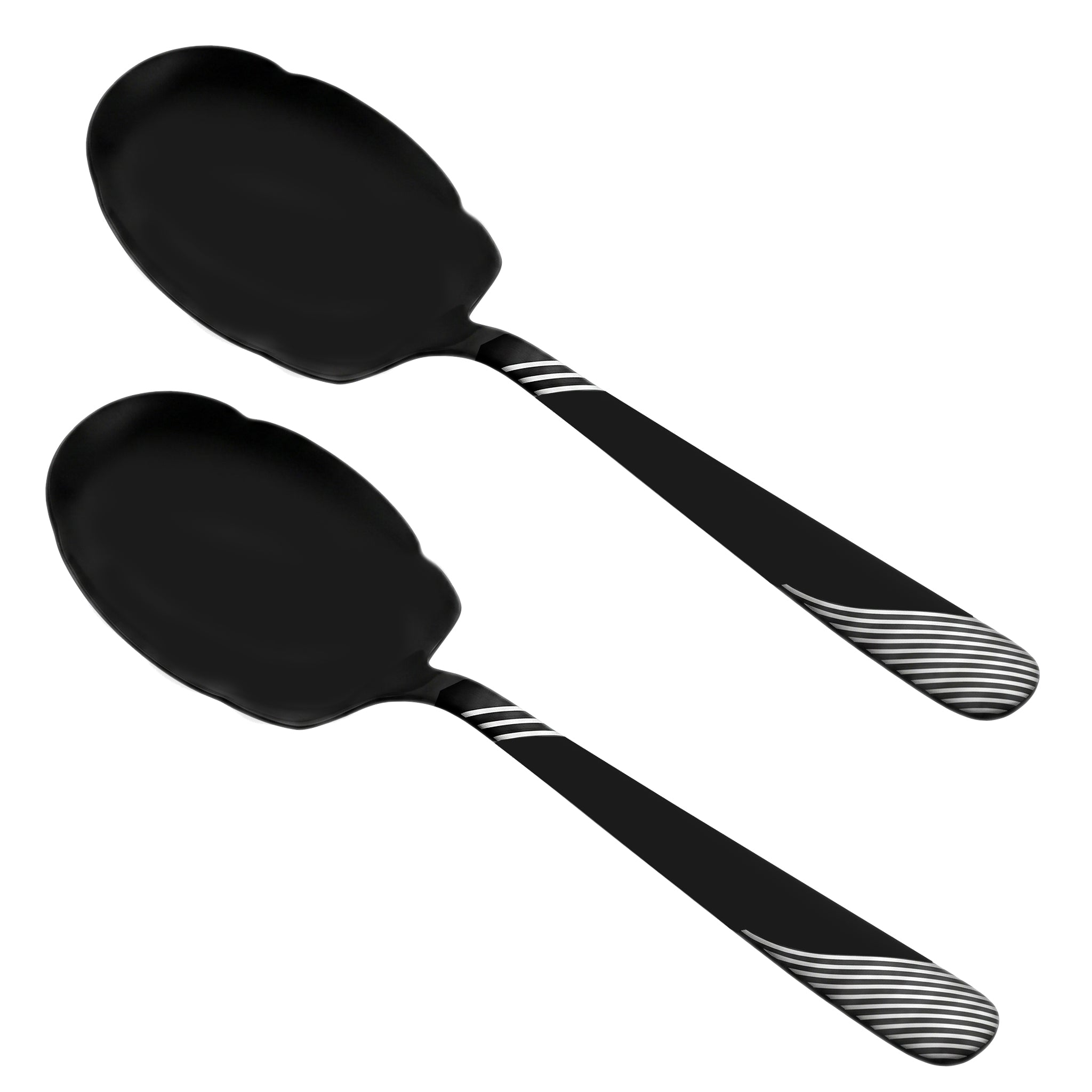 Blaze TPO 2-Piece Stainless Steel Black Serving Panja Rice Spoon Set