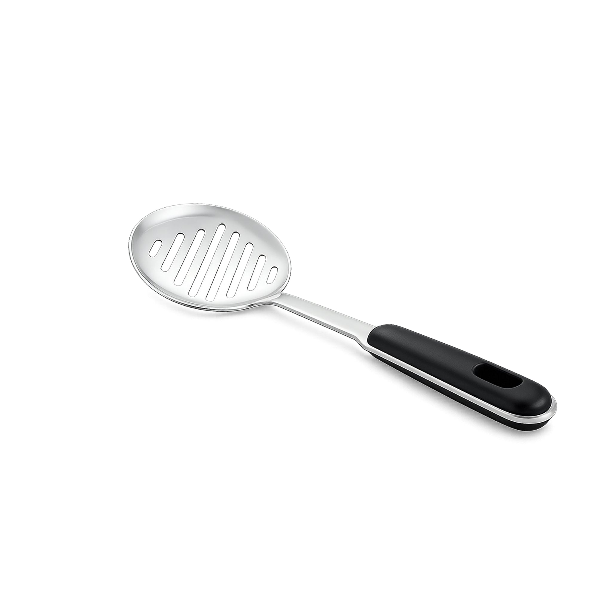 N.F Stainless Steel Silver Skimmers With Black Handle