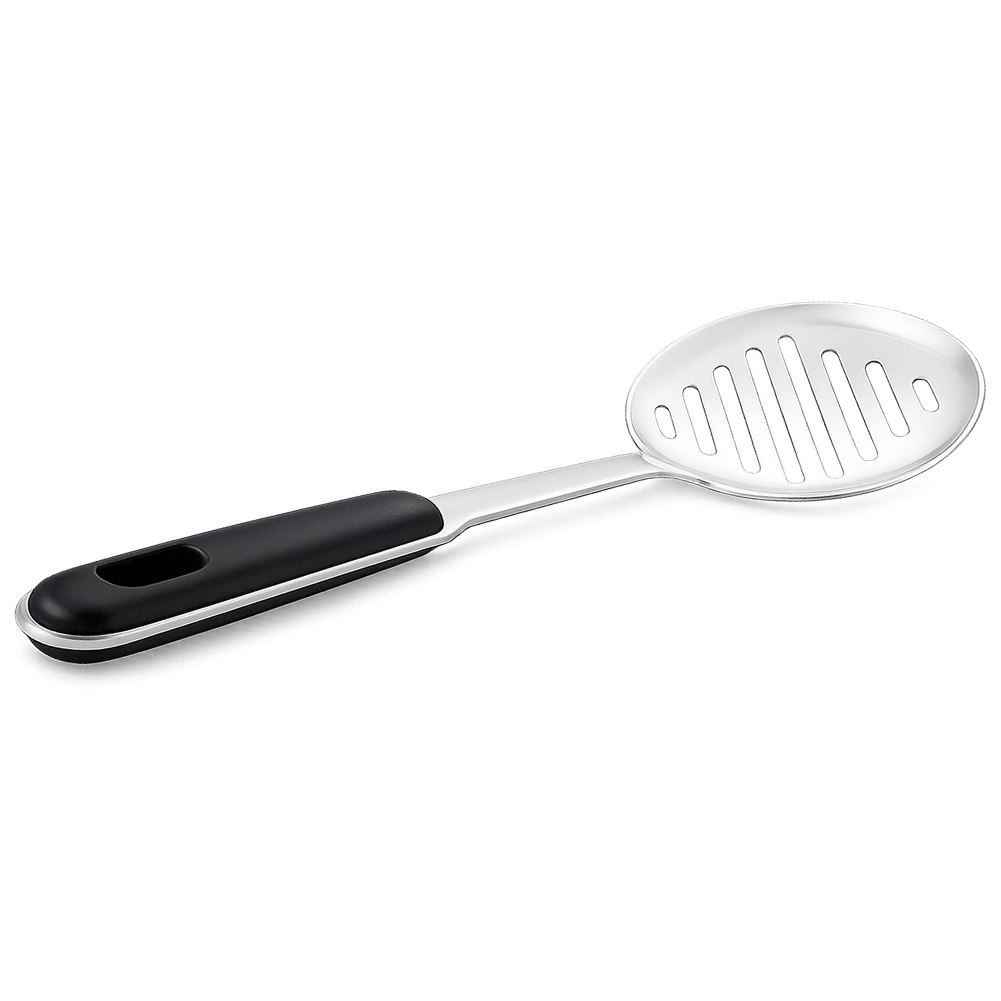 N.F Stainless Steel Silver Skimmers With Black Handle