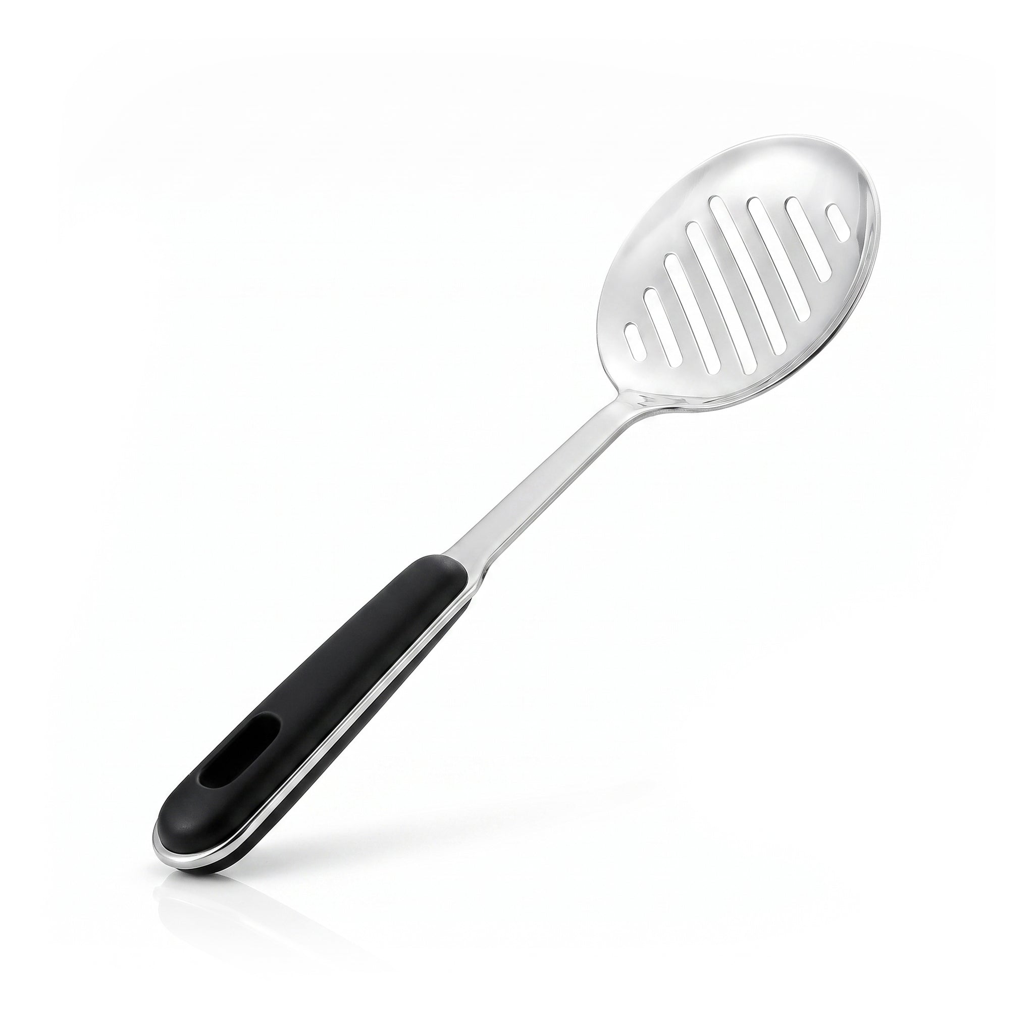 N.F Stainless Steel Silver Skimmers With Black Handle