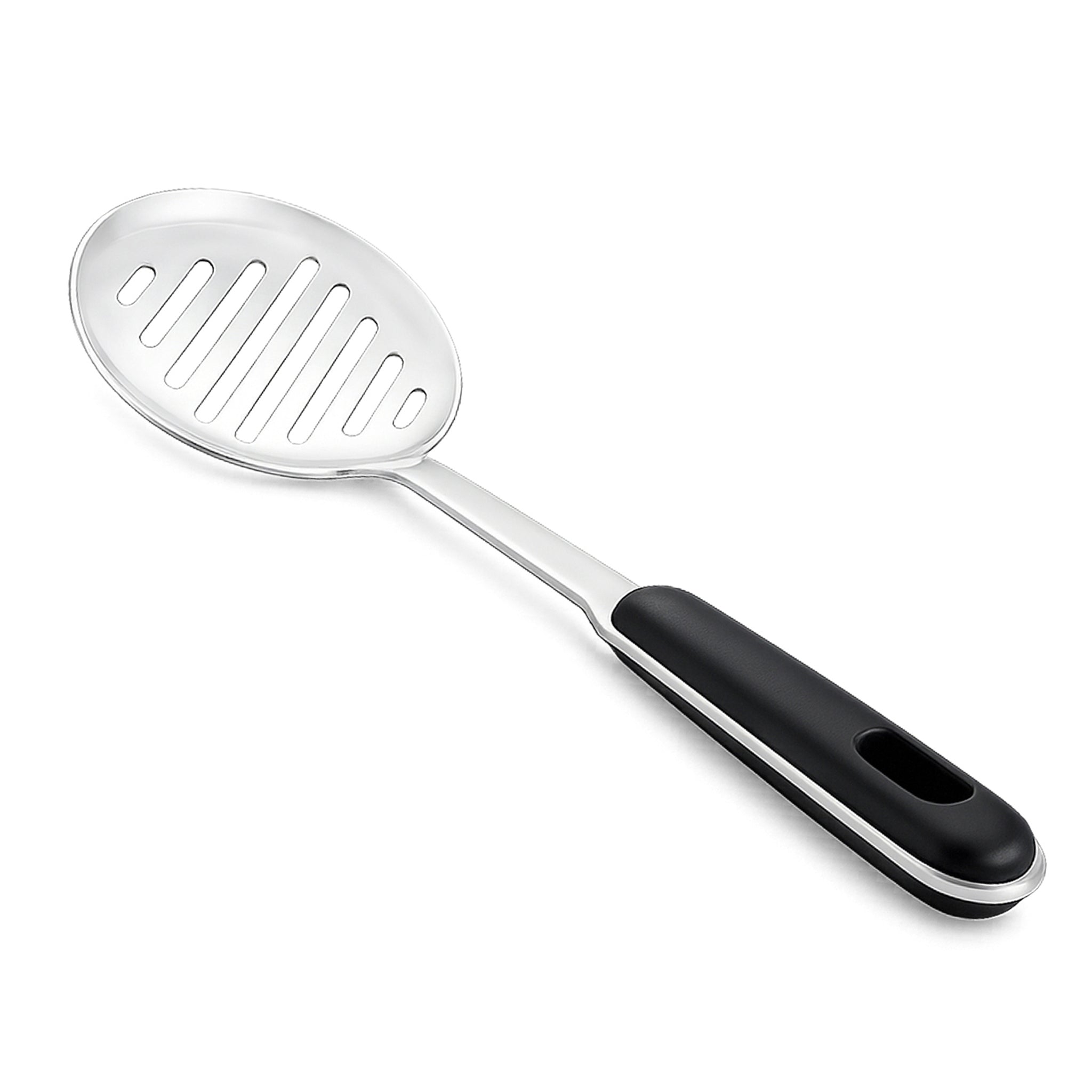 N.F Stainless Steel Silver Skimmers With Black Handle