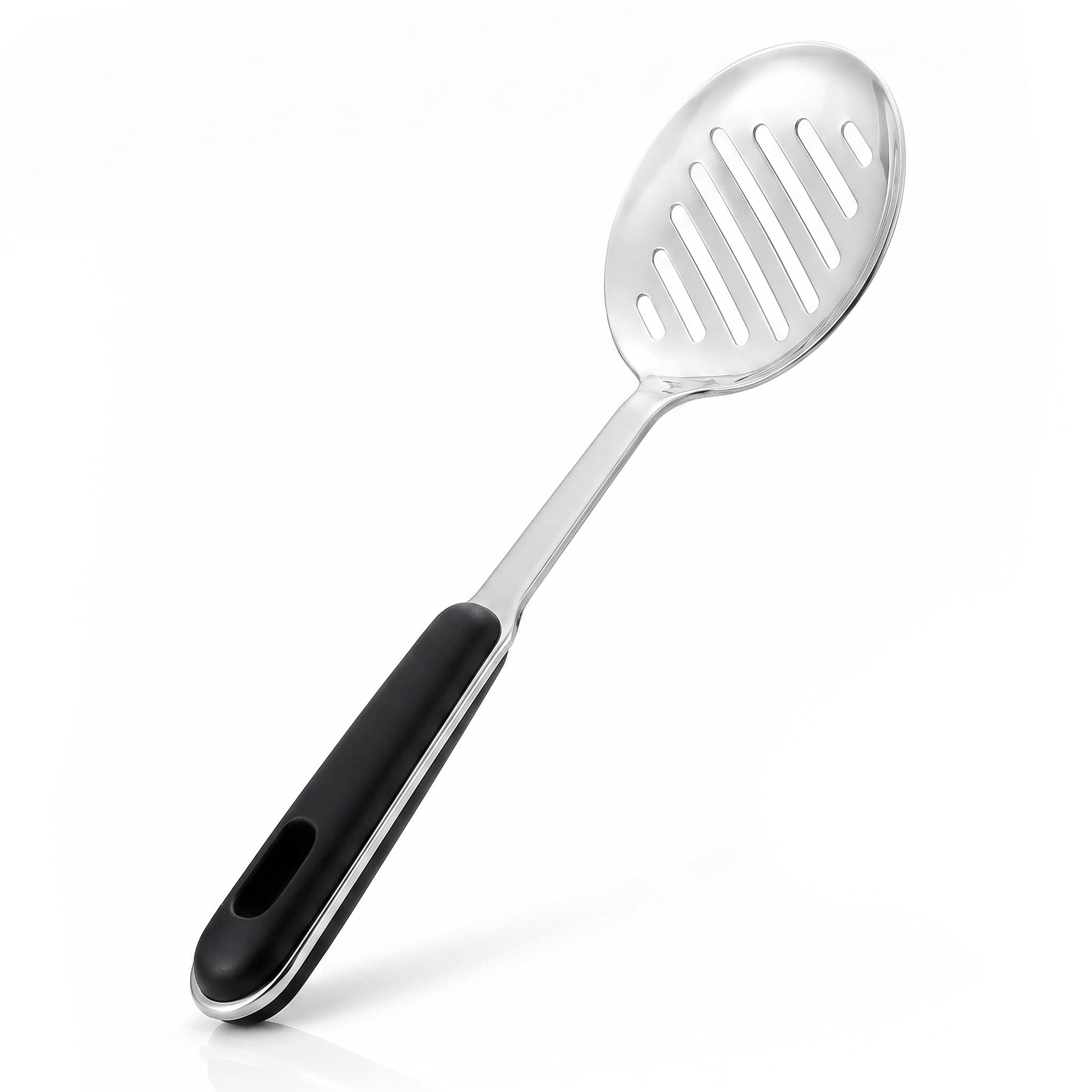 N.F Stainless Steel Silver Skimmers With Black Handle