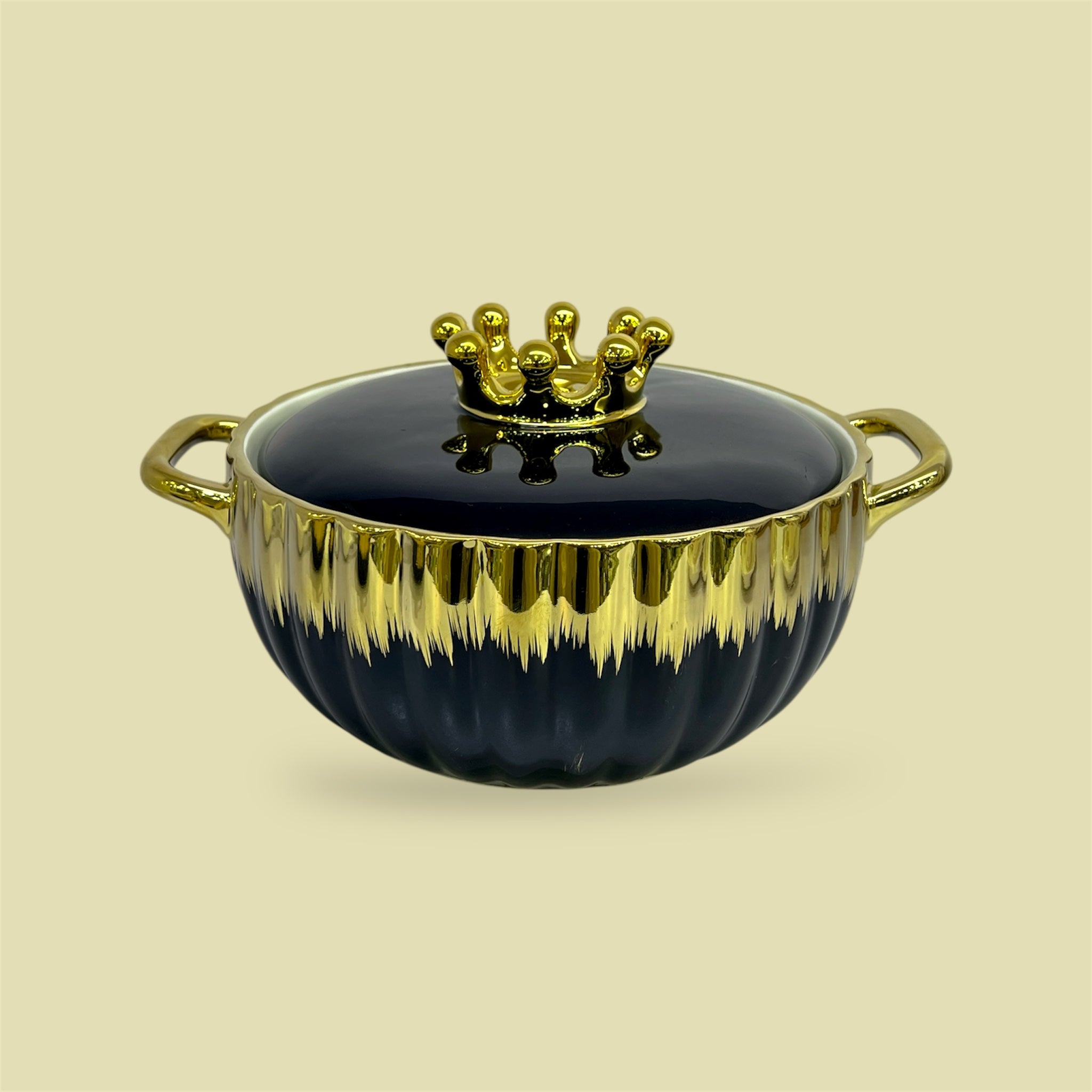 16-Piece Royale Soup Set With Stand Black With Golden