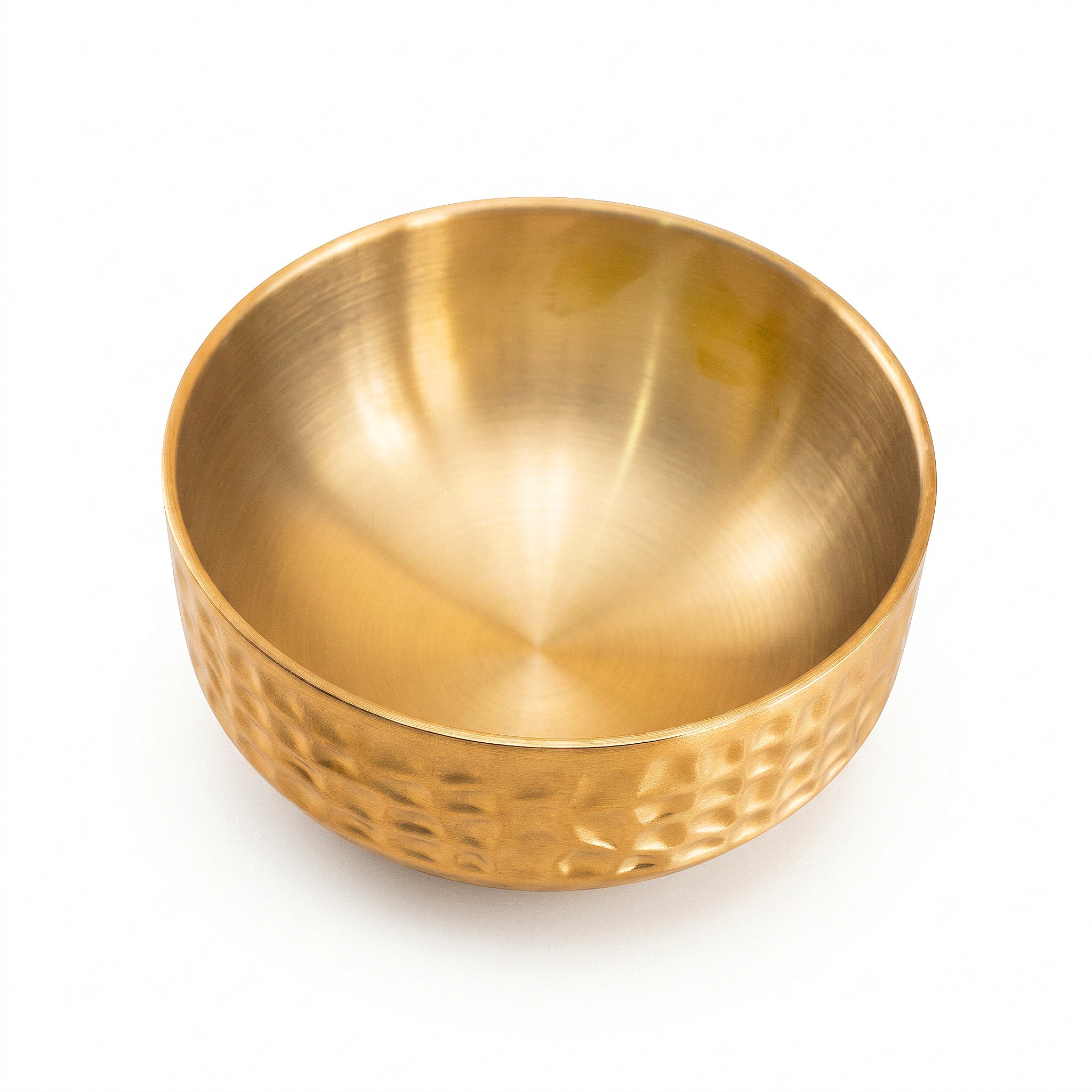 T.D.L 13 cm Stainless Steel With Electric Golden Coating Aurora Hammered Soup Bowl