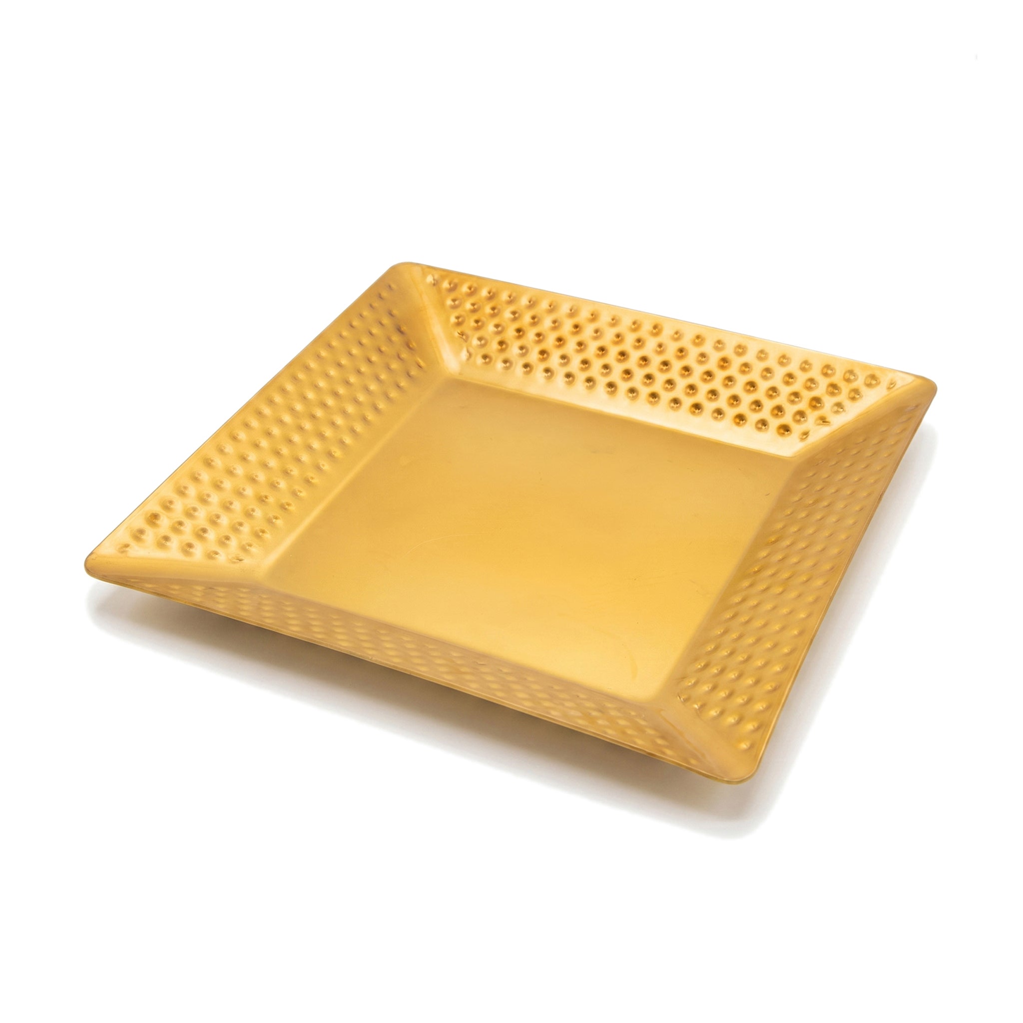 T.D.L Stainless Steel With Electric Golden Coating Square Hammered Serving Trays