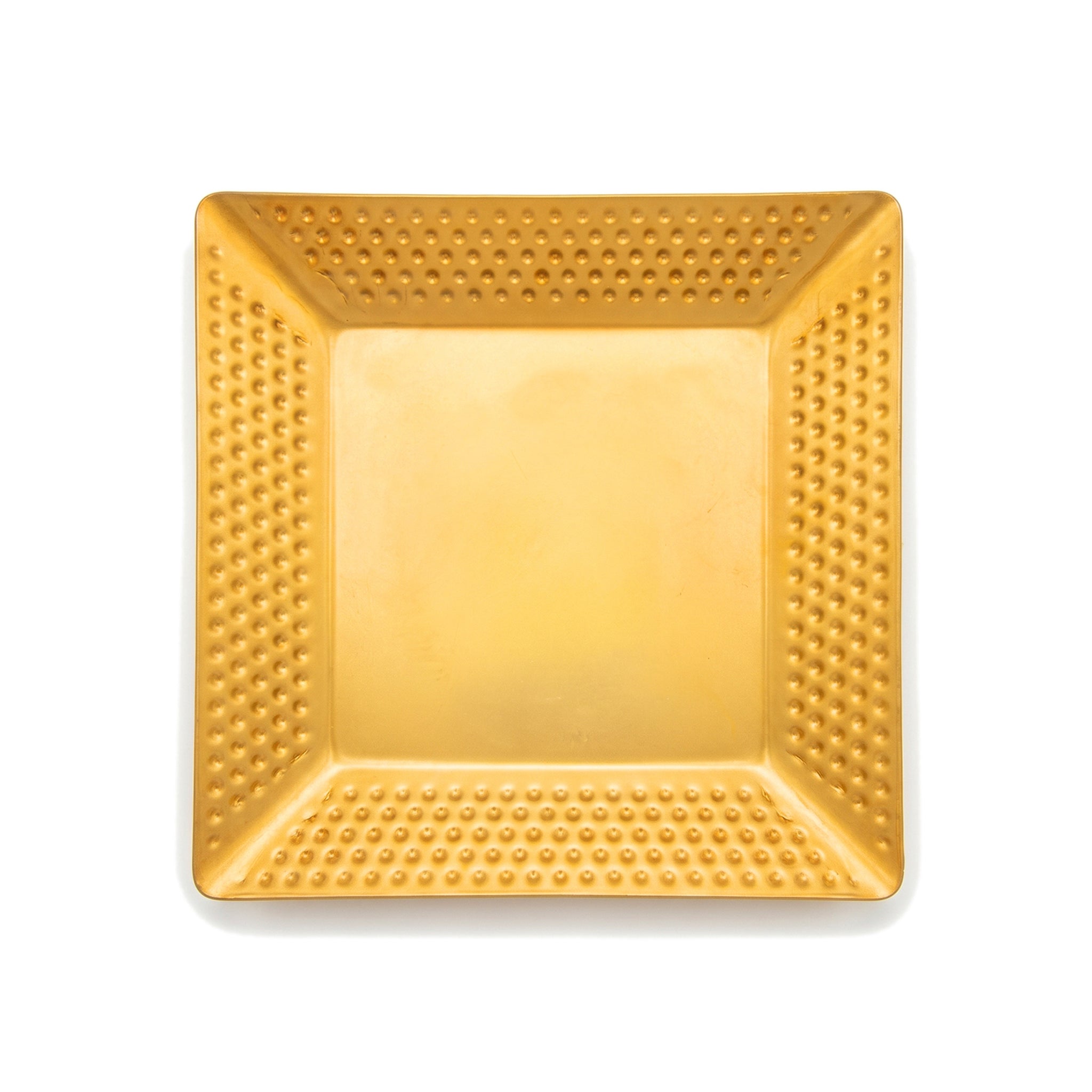 T.D.L Stainless Steel With Electric Golden Coating Square Hammered Serving Trays