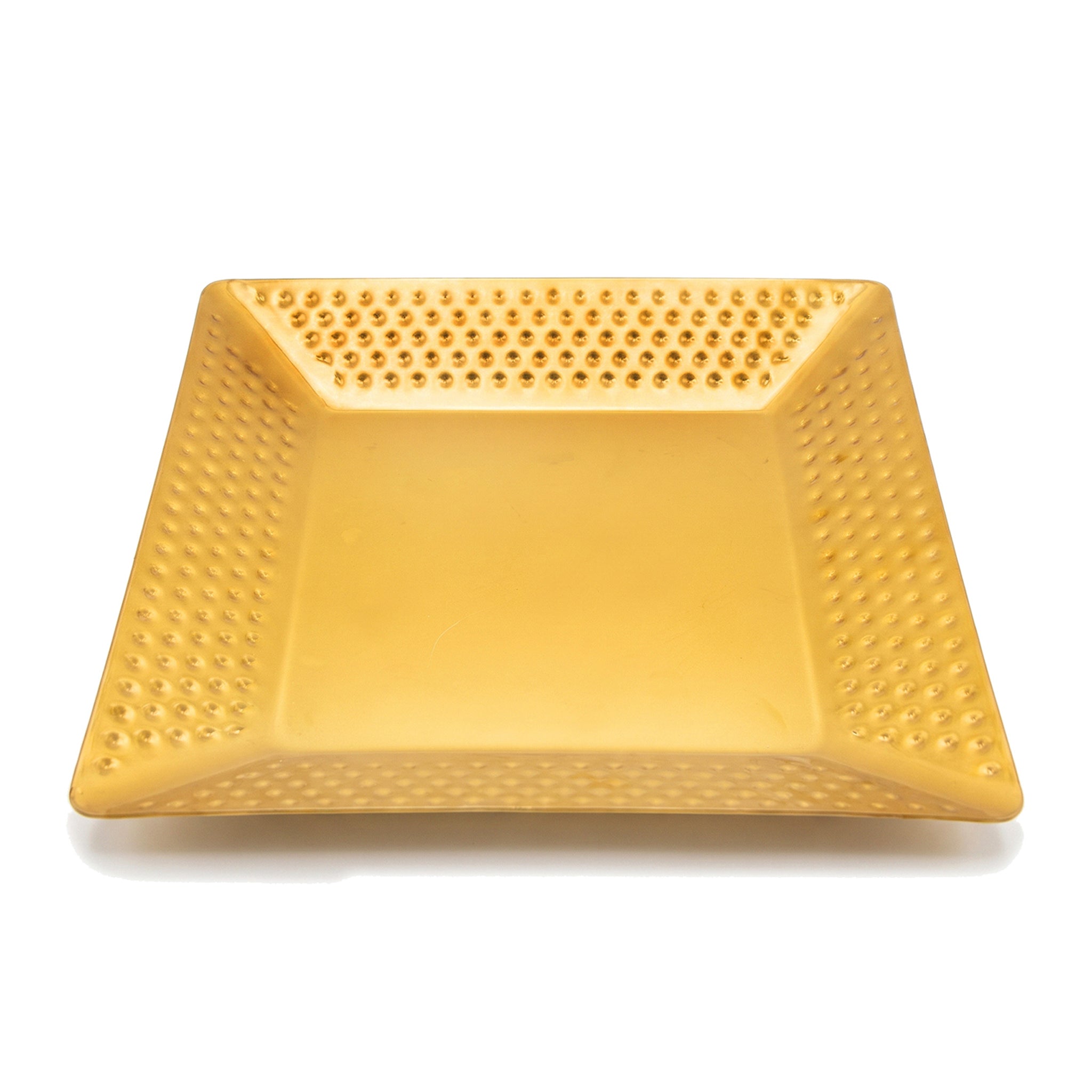 T.D.L Stainless Steel With Electric Golden Coating Square Hammered Serving Trays