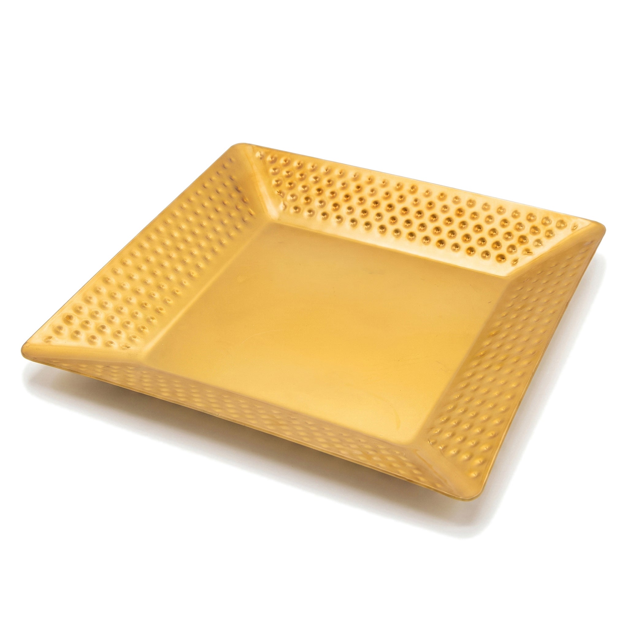 T.D.L Stainless Steel With Electric Golden Coating Square Hammered Serving Trays