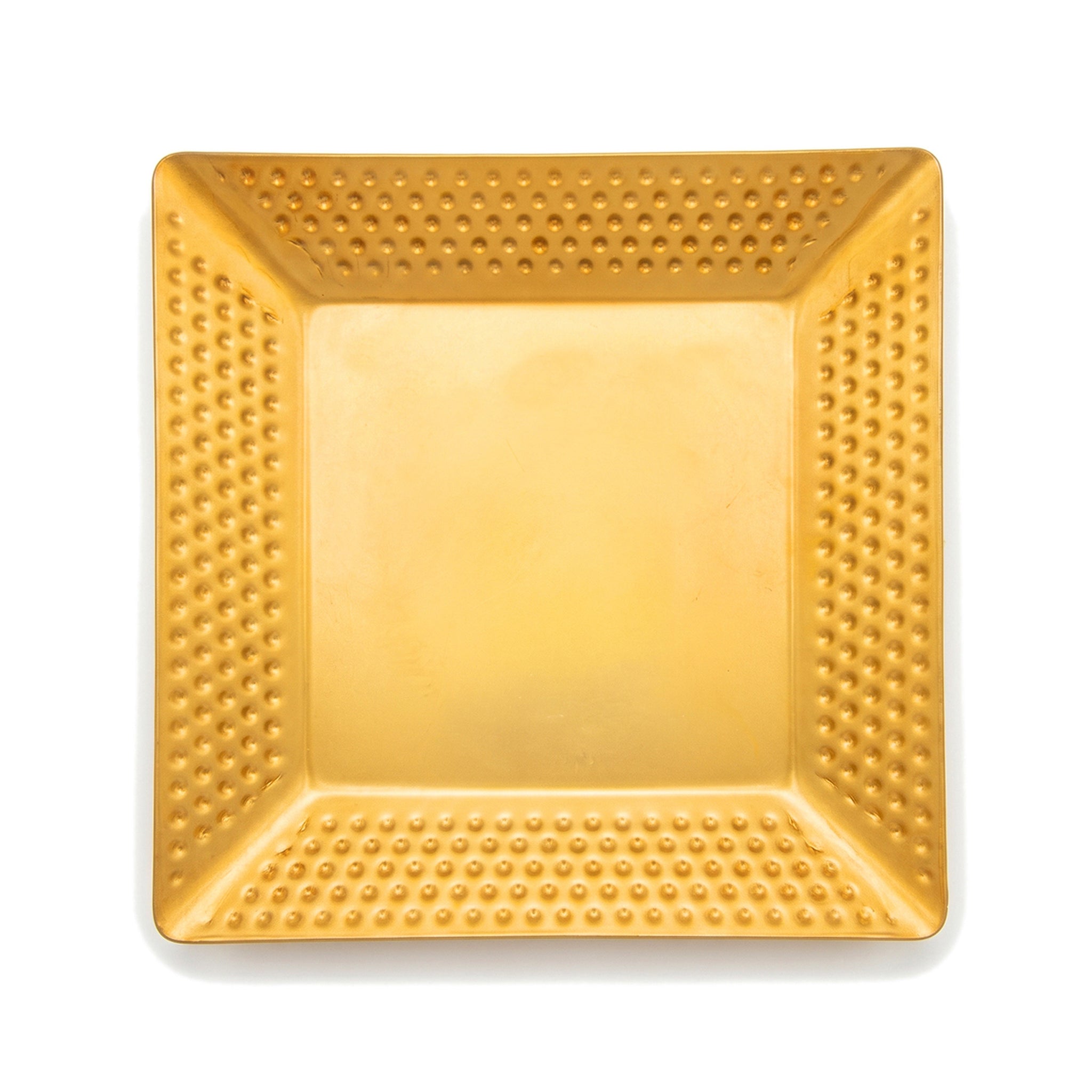 T.D.L Stainless Steel With Electric Golden Coating Square Hammered Serving Trays