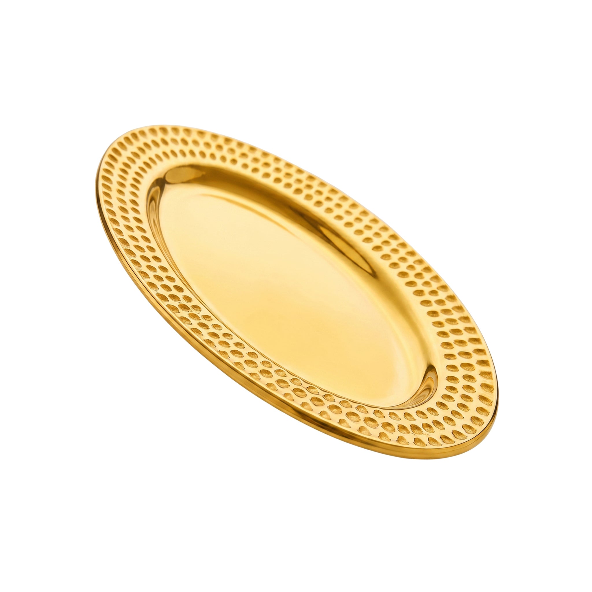 T.D.L Stainless Steel Electric Golden Coating Oval Serving Trays