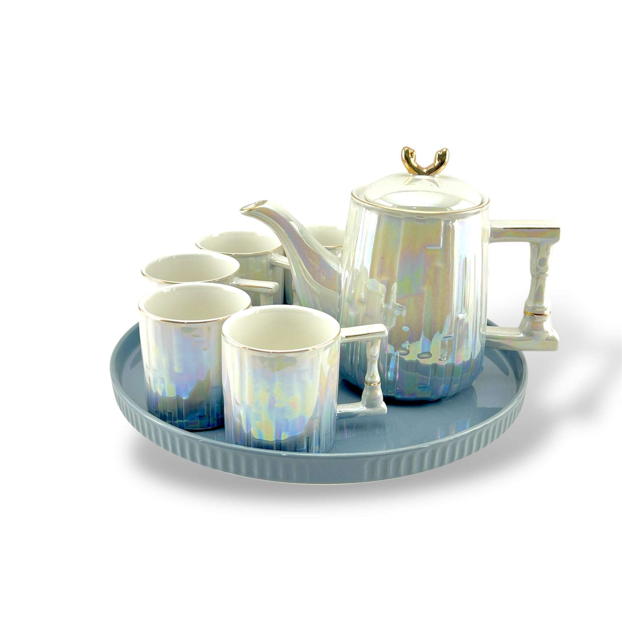 8-Piece Royal Spinning Coffee Set Grey