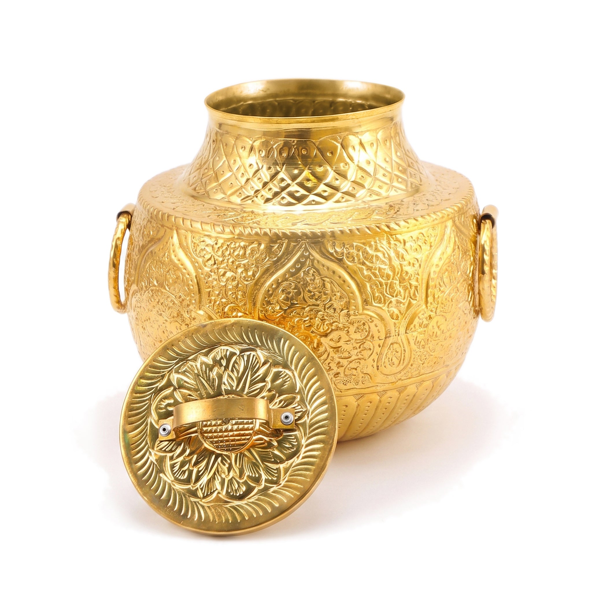 G.N 7-Liters, 6-Person Round Hand-Crafted Brass Round Daigs With Stand