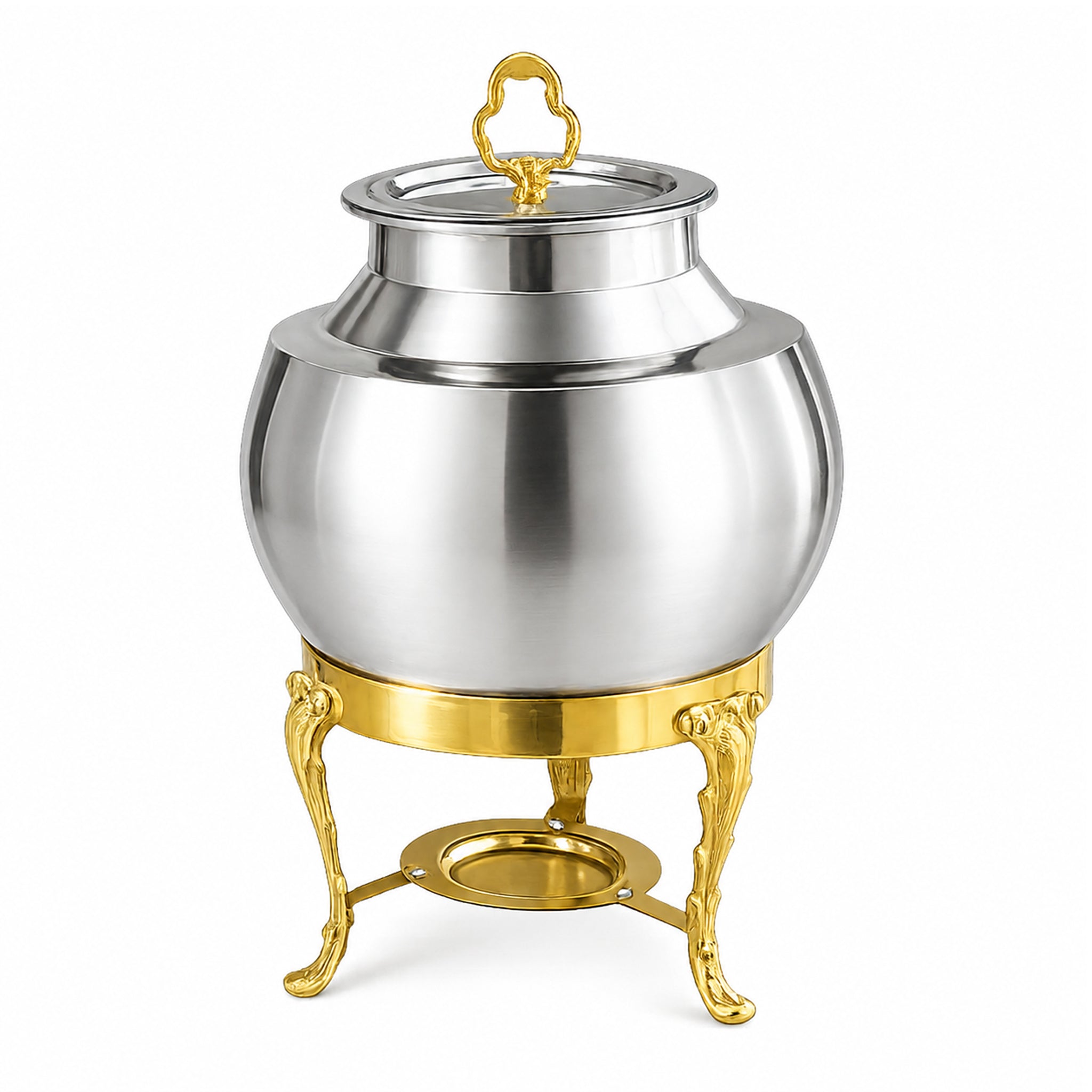 G.N 5-Liters, 3-person Stainless Steel Round Daigs With Golden Stand