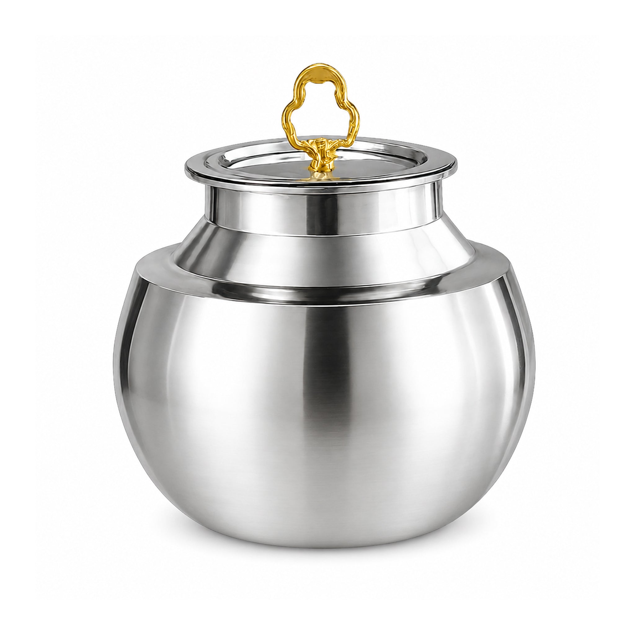G.N 5-Liters, 3-person Stainless Steel Round Daigs With Golden Stand