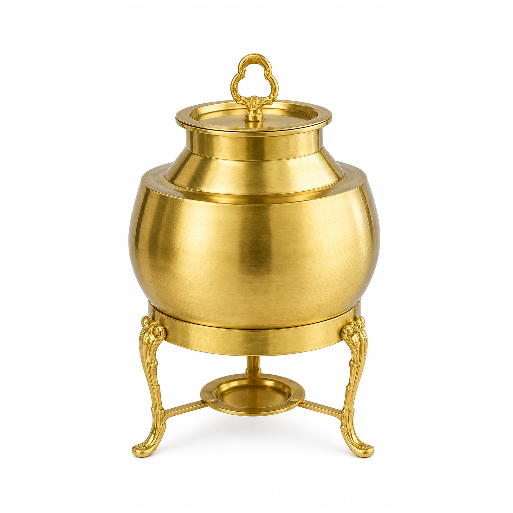 G.N 5-Liters, 3-person Stainless Steel Round Daigs With Golden Stand