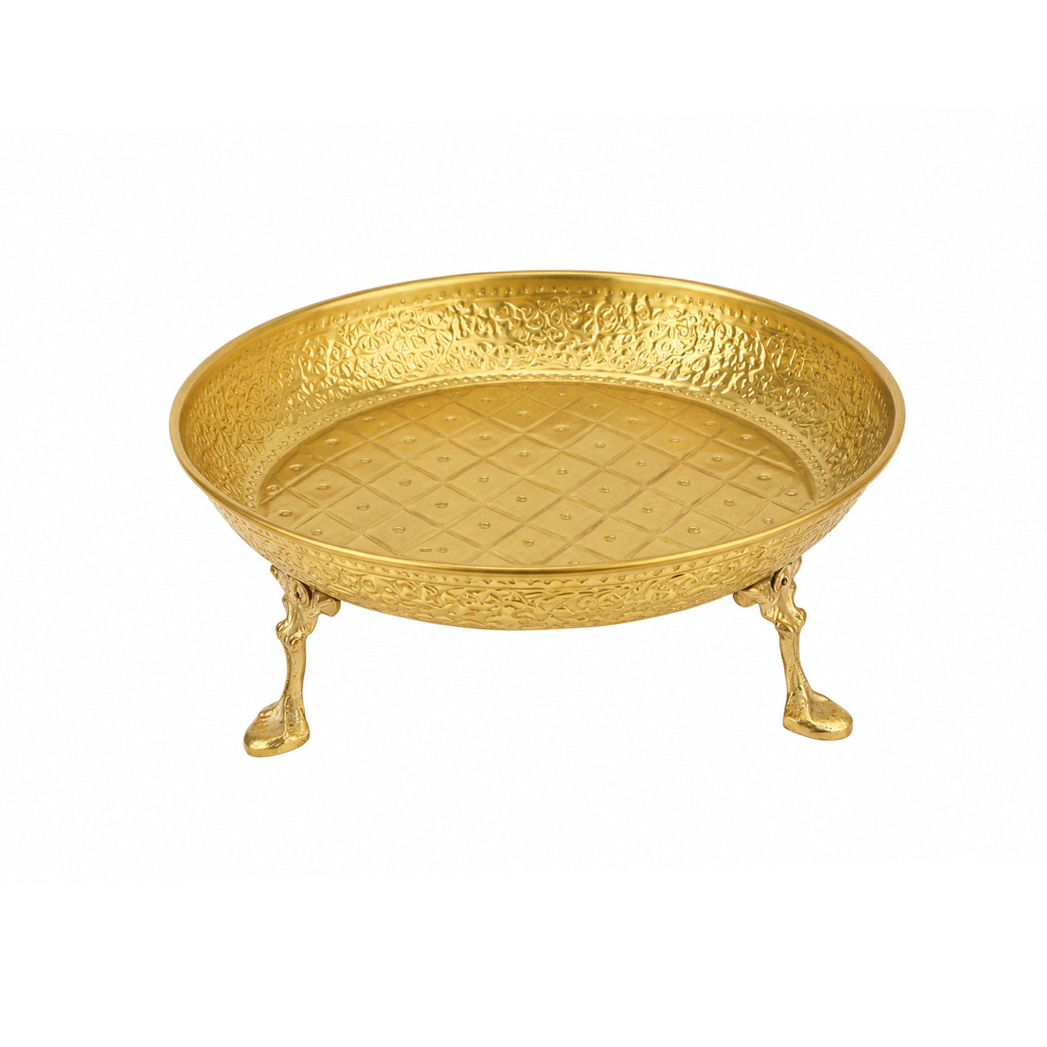 G.N Brass Electric Golden Coating Platters With Stand
