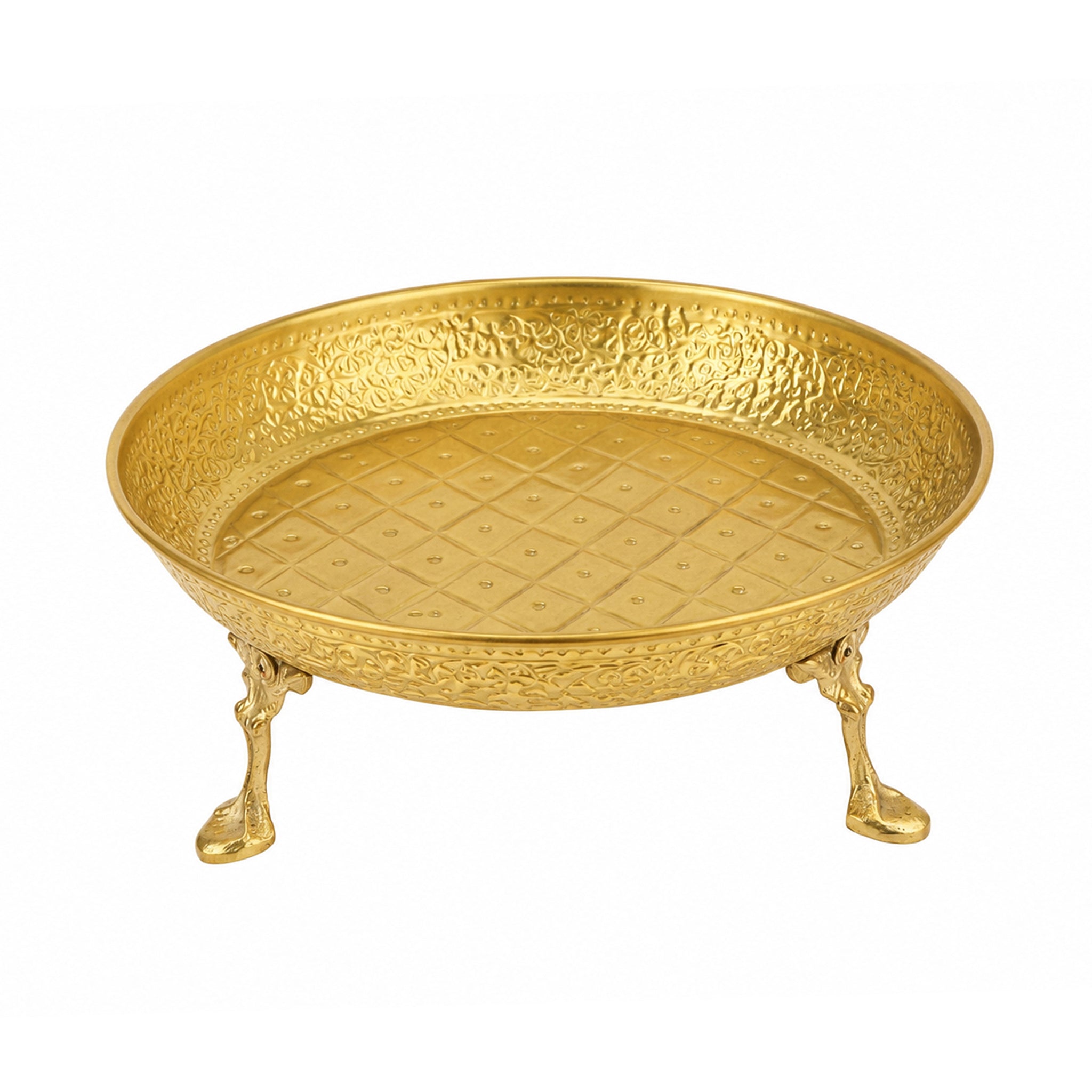 G.N Brass Electric Golden Coating Platters With Stand