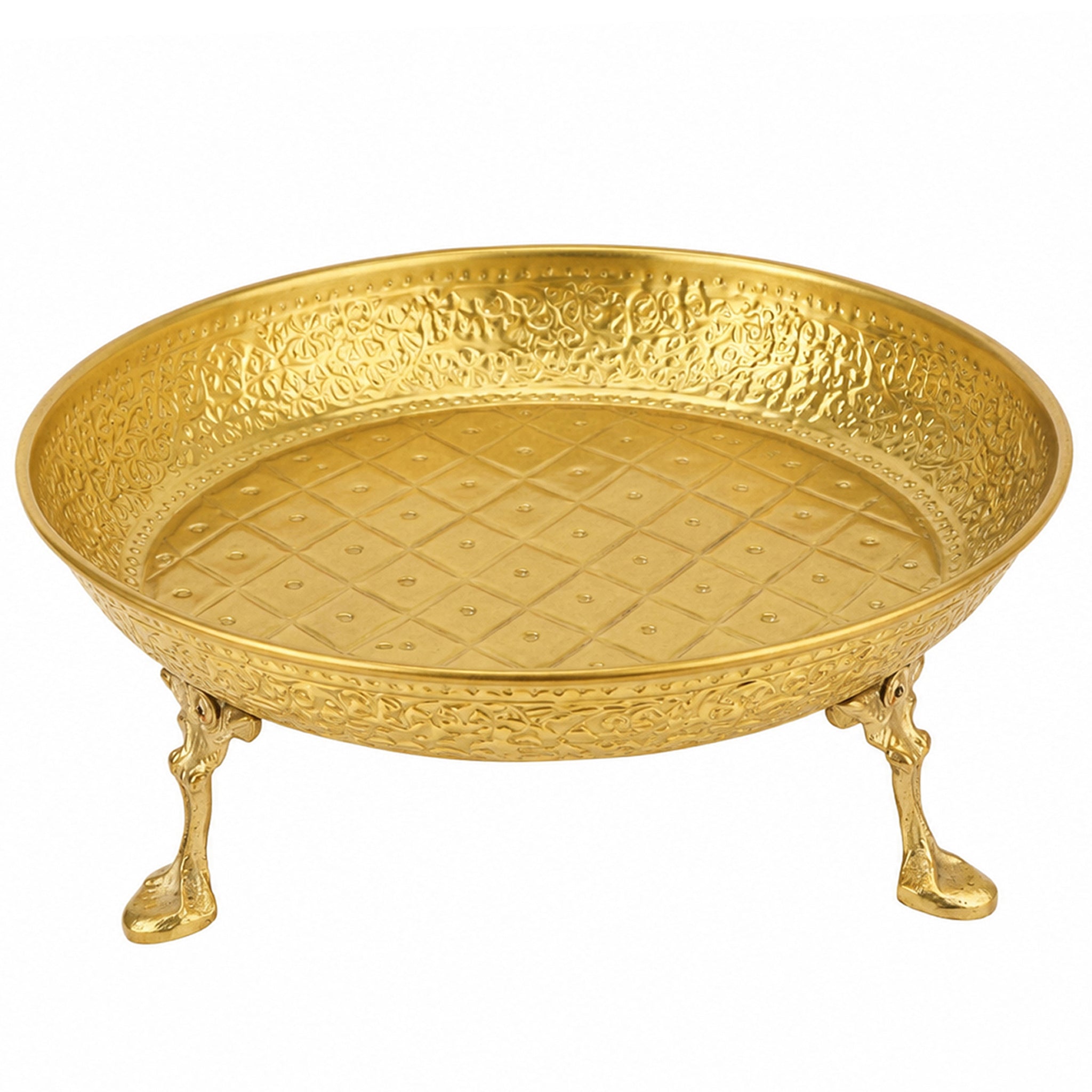 G.N Brass Electric Golden Coating Platters With Stand