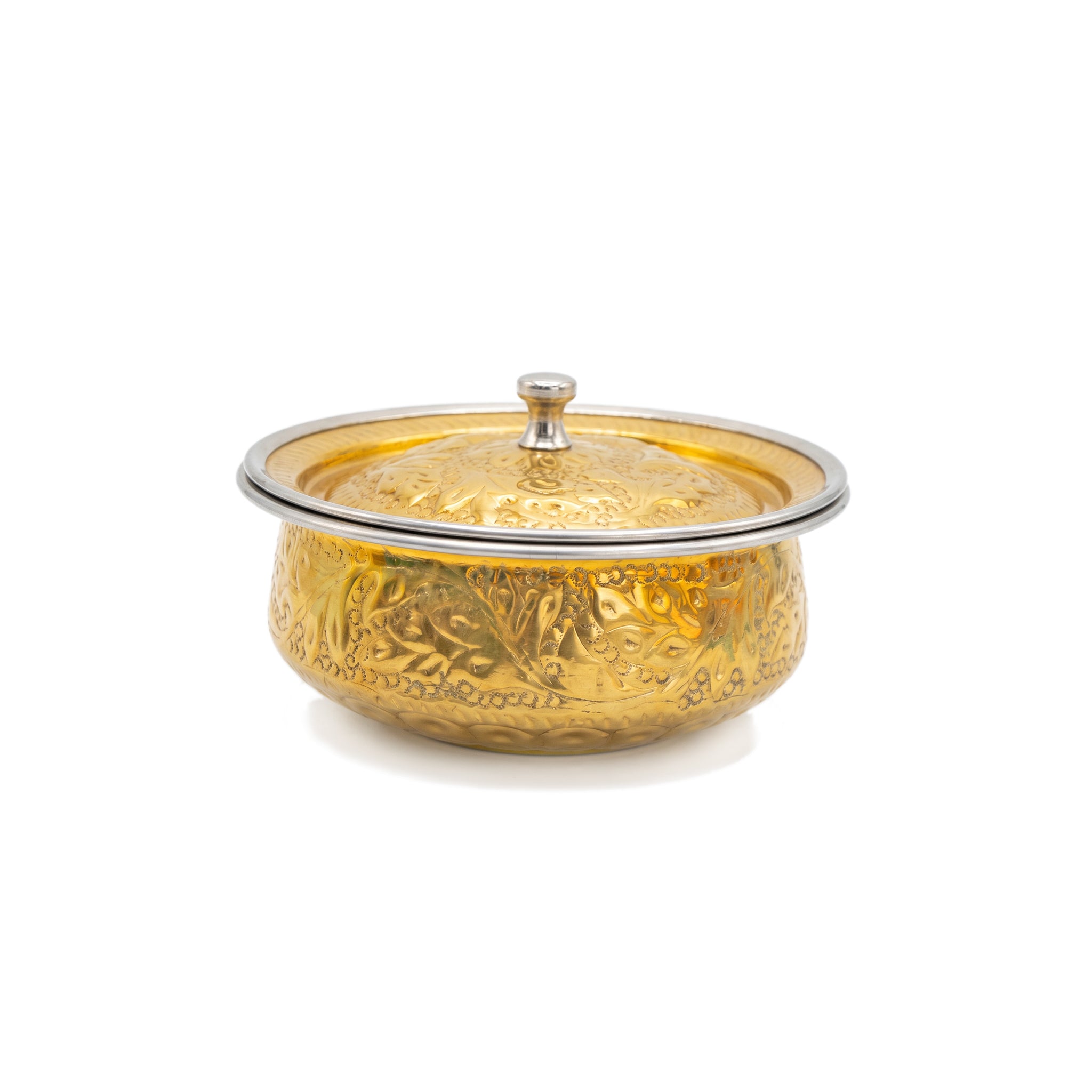 R.S Brass Golden Coating Naqshi Serving Pot