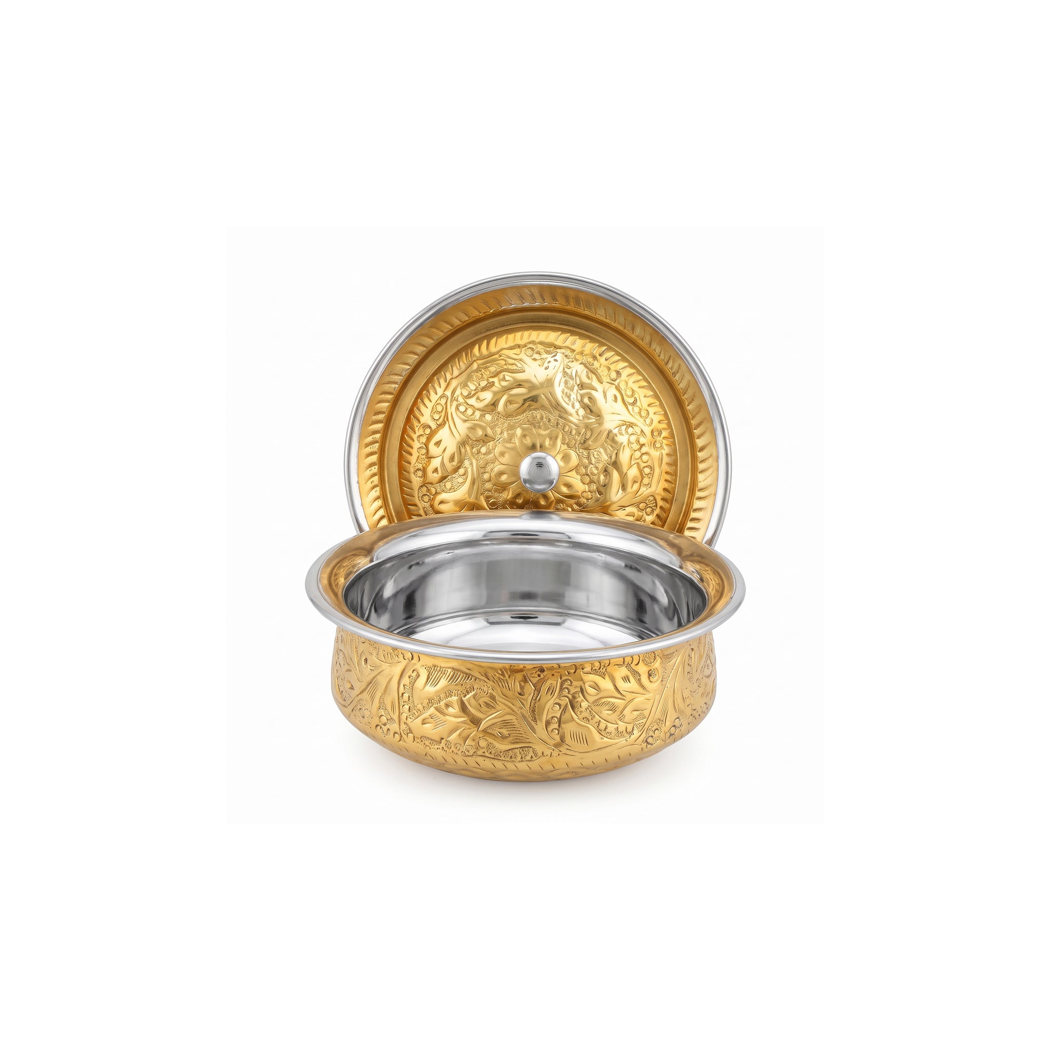 R.S Brass Golden Coating Naqshi Serving Pot