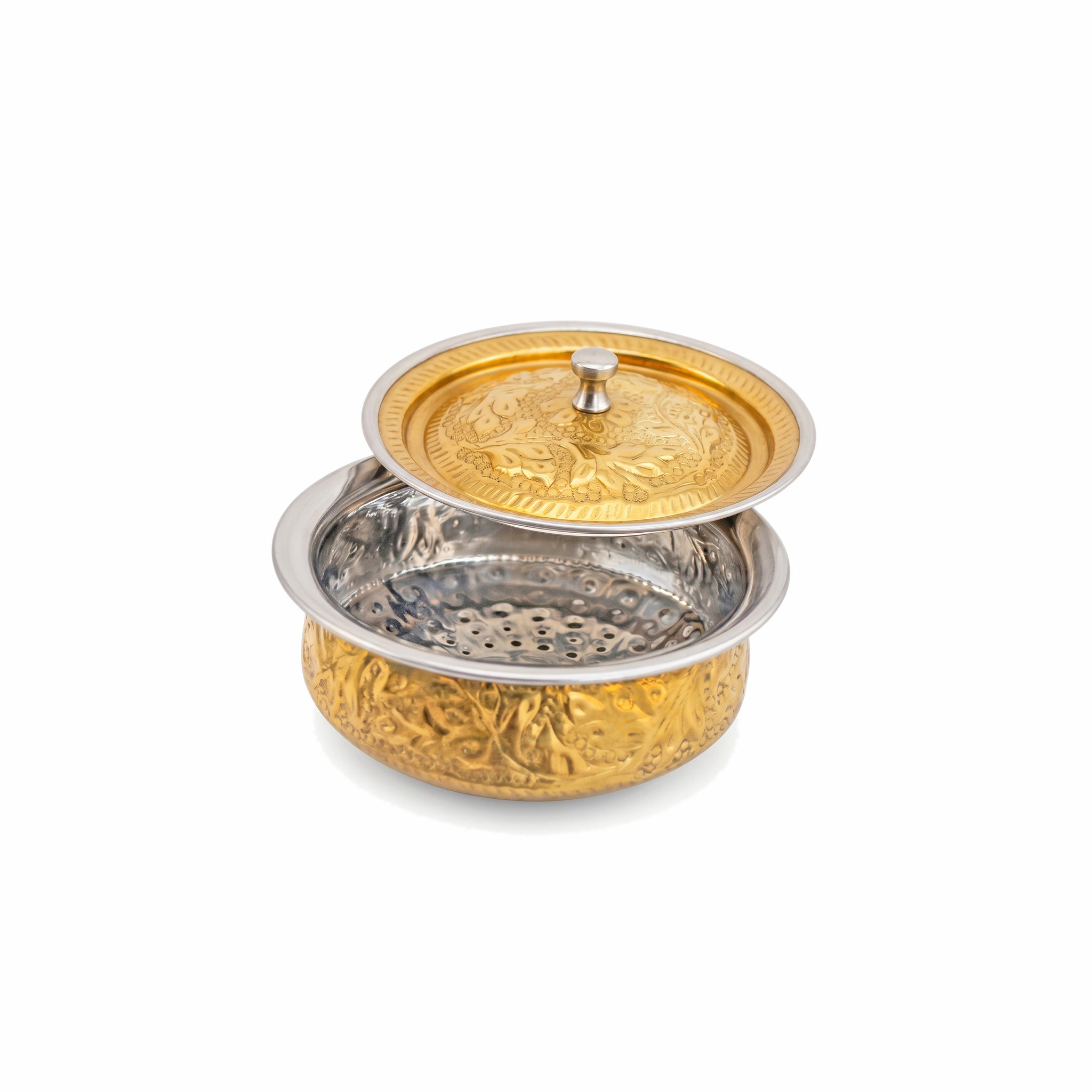 R.S Brass Golden Coating Naqshi Serving Pot