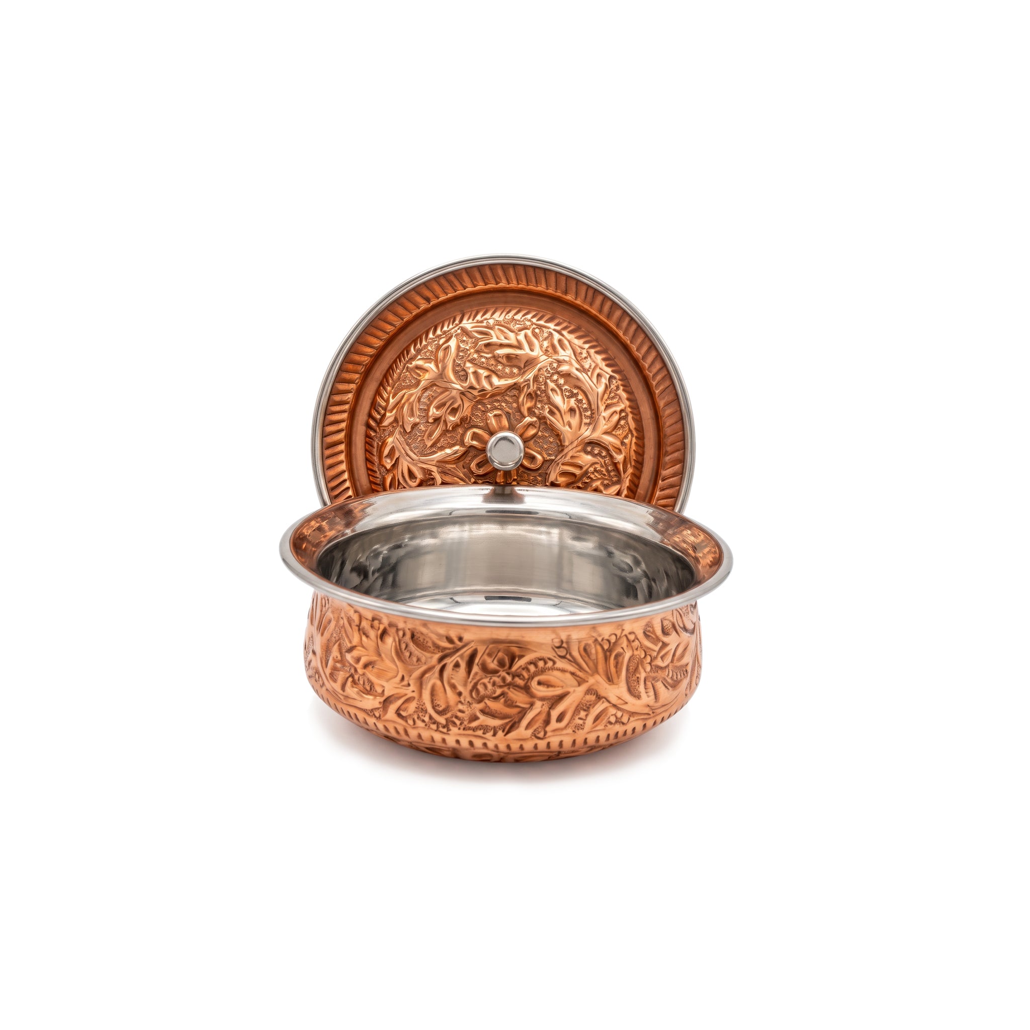 R.S Brass Copper Coating Serving Naqshi Handi