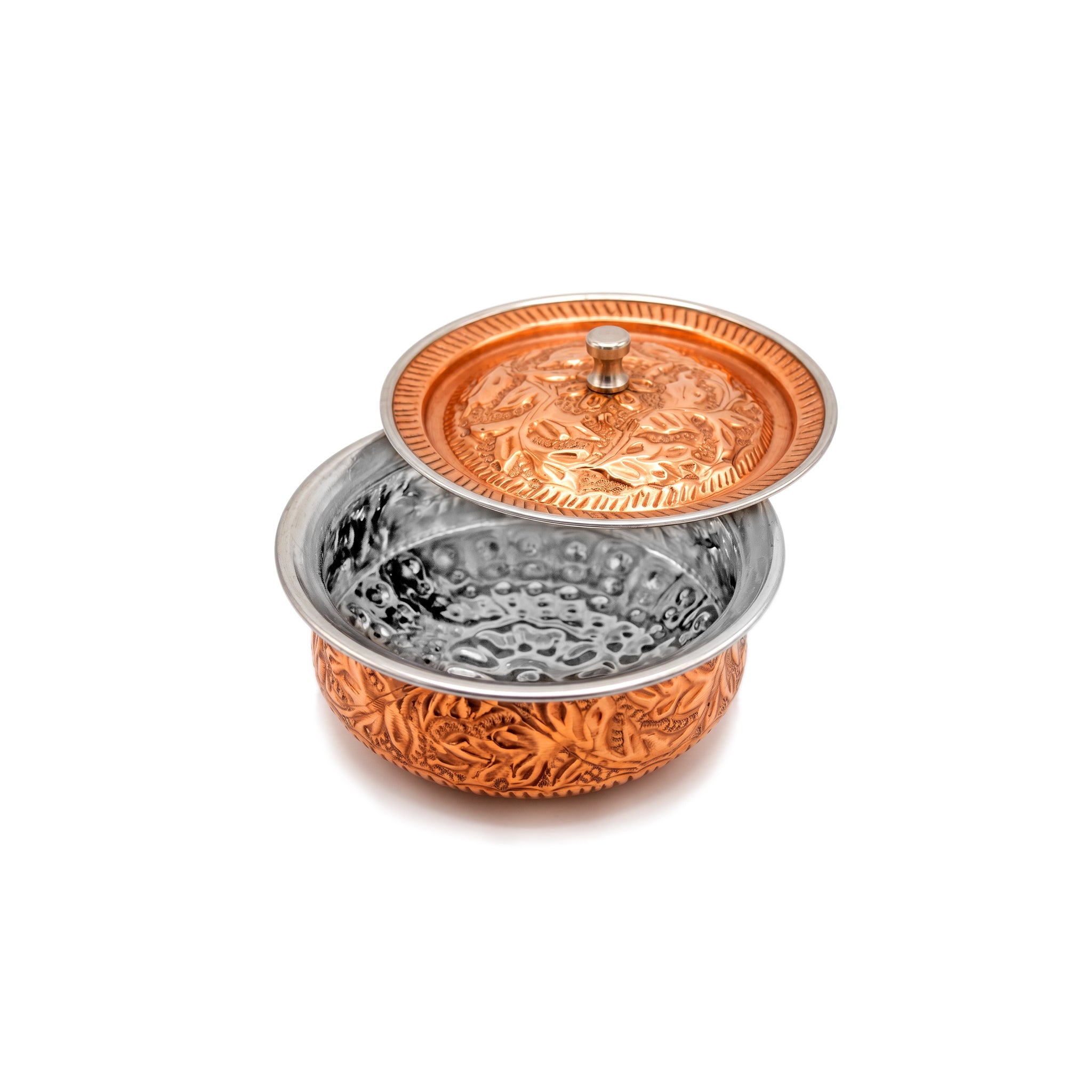 R.S Brass Copper Coating Serving Naqshi Handi