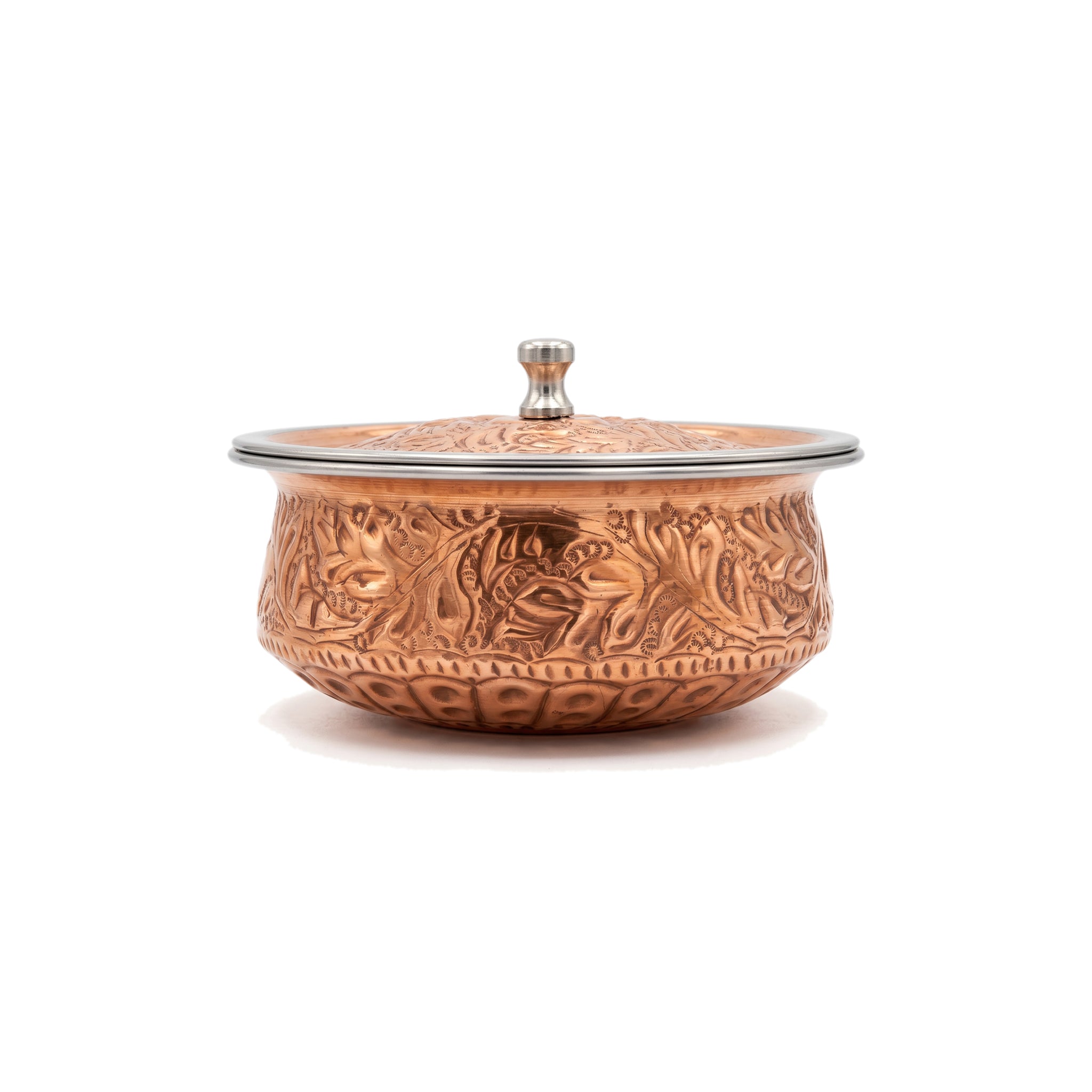 R.S Brass Copper Coating Serving Naqshi Handi