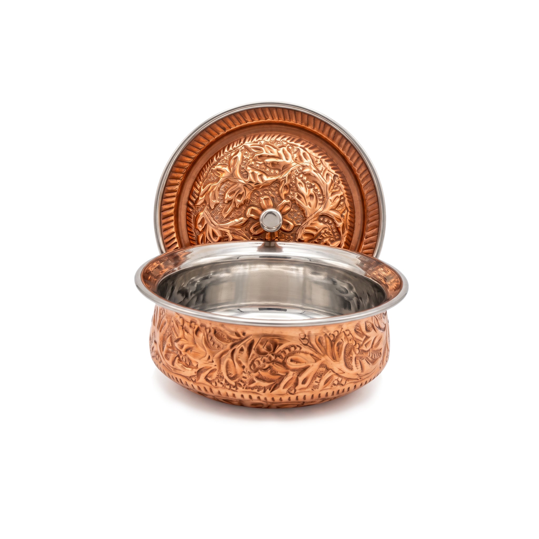 R.S Brass Copper Coating Serving Naqshi Handi